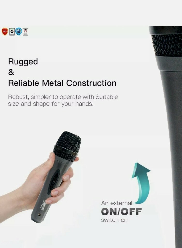 Professional Microphone Audio Cardiod Karaoke EXTERNAL ON/OFF