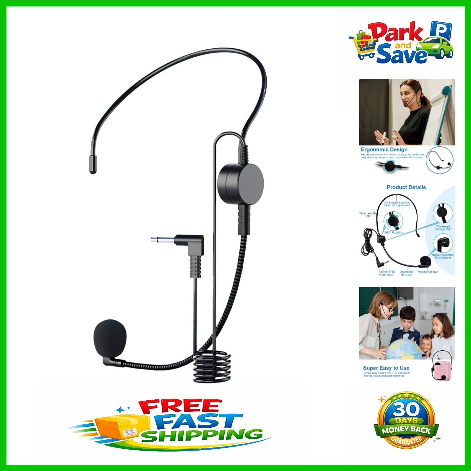 Lightweight Flexible Headset Microphone with High-Fidelity Sound and 3.5mm Jack