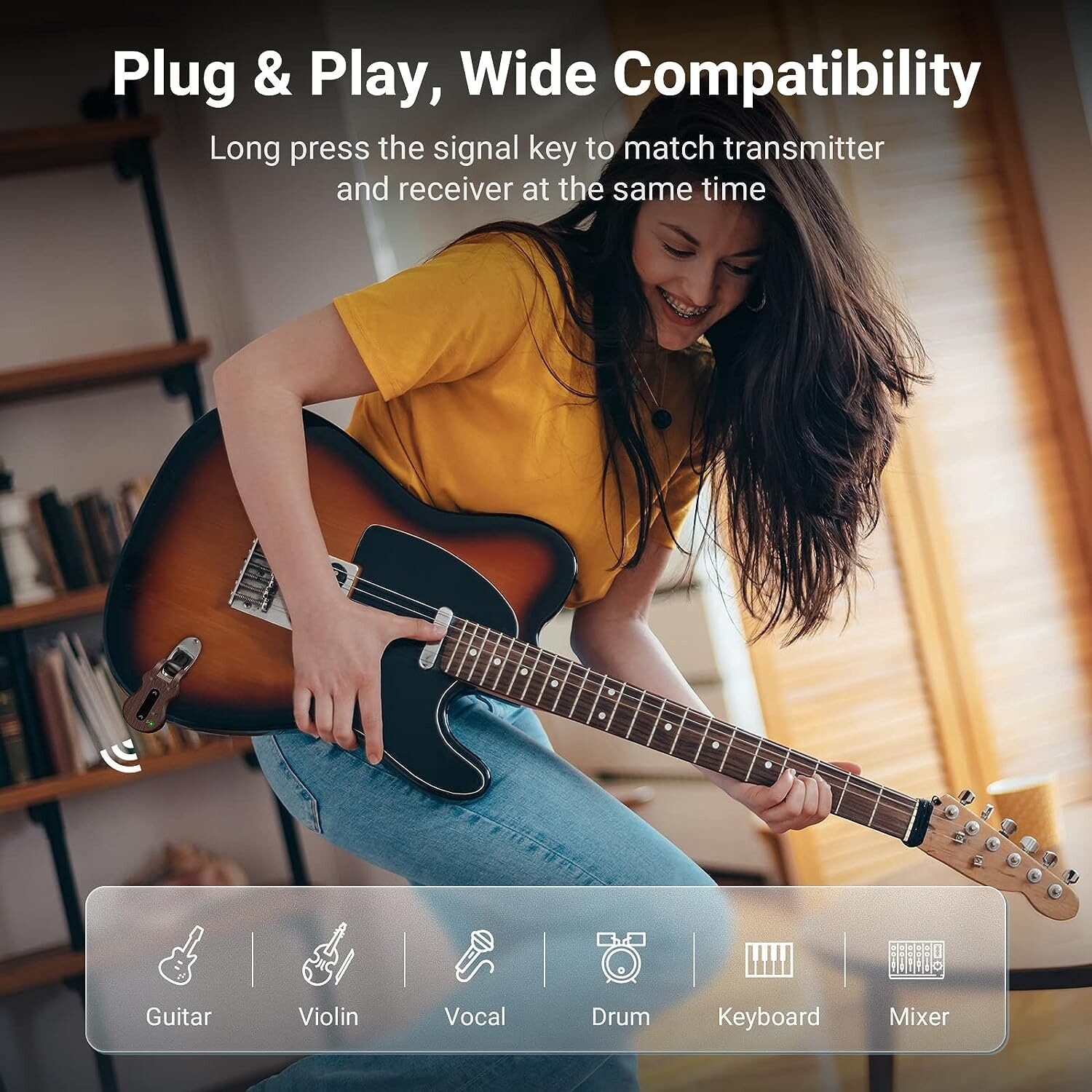 Sistema Inalambrico Para Guitarra Receptor De Transmisor Audio Recargable 4 Cana