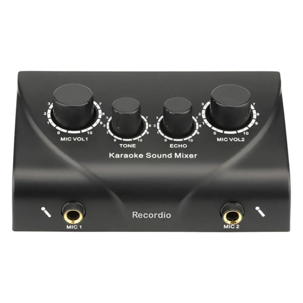 Microphone Preamp Mic Gain Booster Karaoke Audio Stereo Echo Mixer Portable