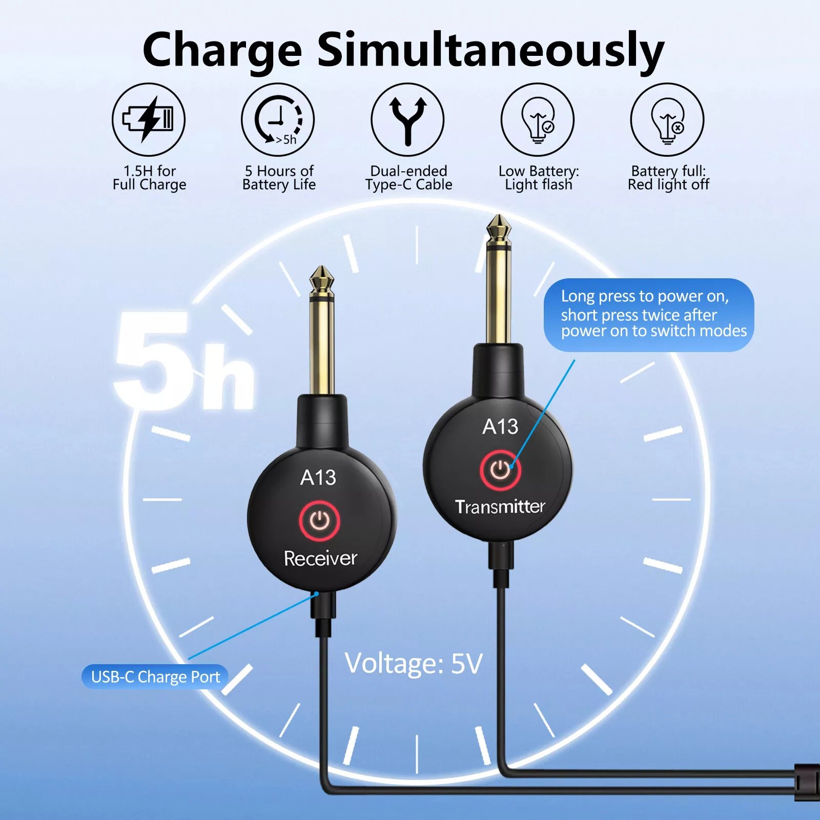 Wireless Guitar System Adapter Transmitter Receiver For Electric Instruments
