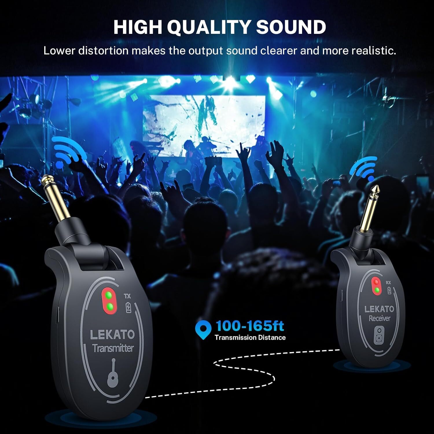 LEKATO L6 UHF Wireless Guitar Bass Systems Audio Wireless Transmitter Receiver