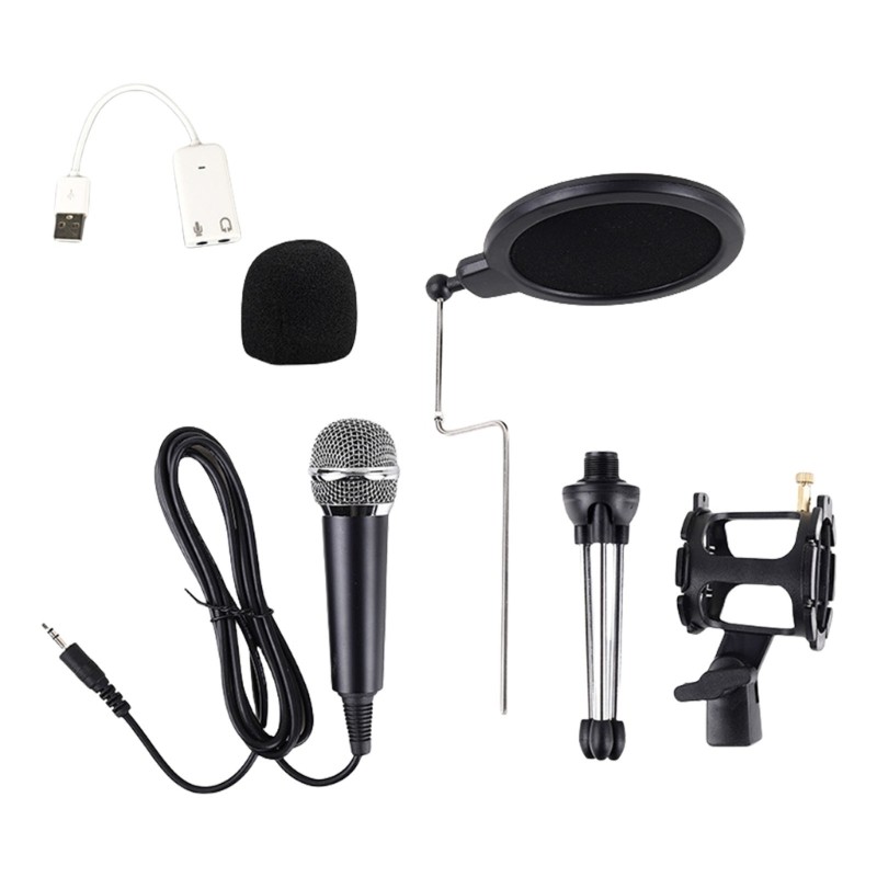 Condenser Mic Kit with Adjustable Mic Stand for Live Broadcasting & Recording