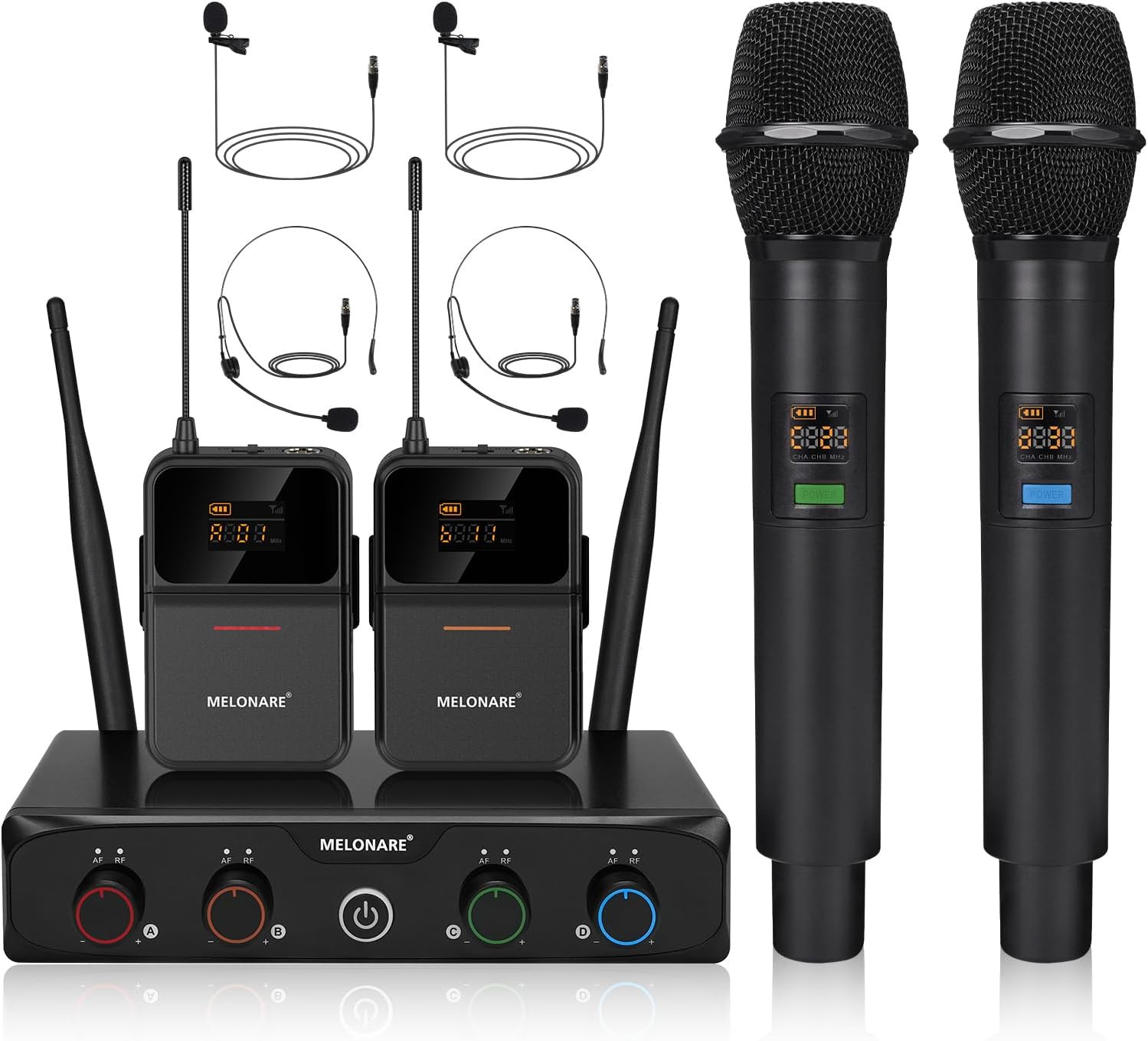 4-Channel Wireless Microphone System with Handheld & Bodypack Mics