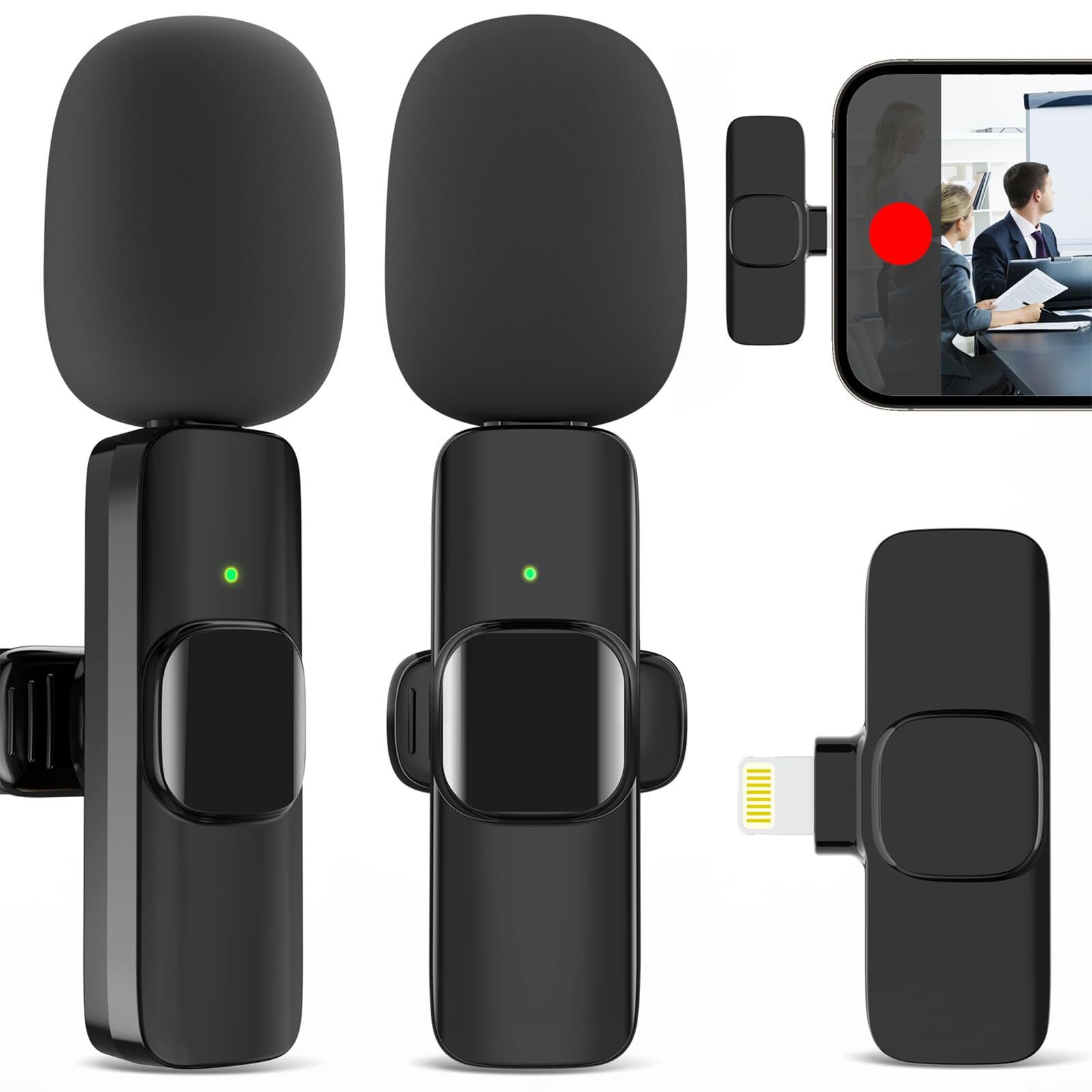 Micrófono de solapa inalámbrico para iPhone o Android 2 micrófonos de solapa