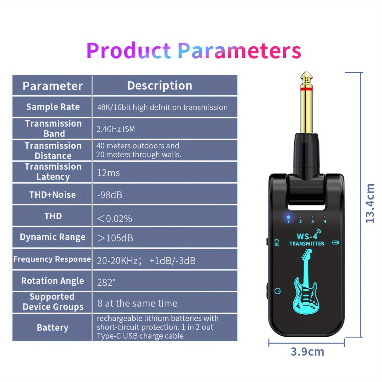 Multi-Functional Adaptable Compact Wireless Guitar Transmitter & Receiver System