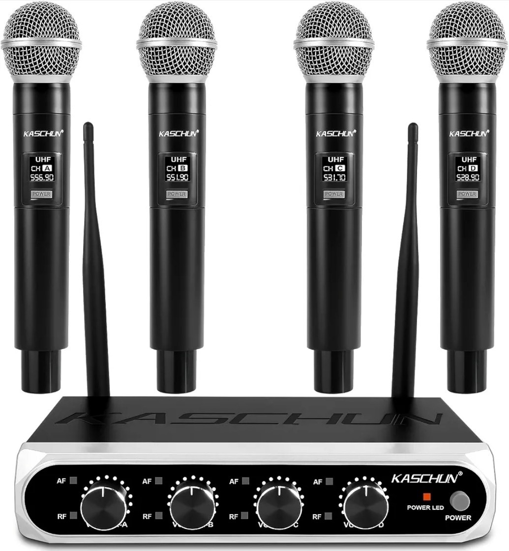 Wireless Microphone System, Dynamic Handheld Mics, 200ft Long Range, Plug & Play
