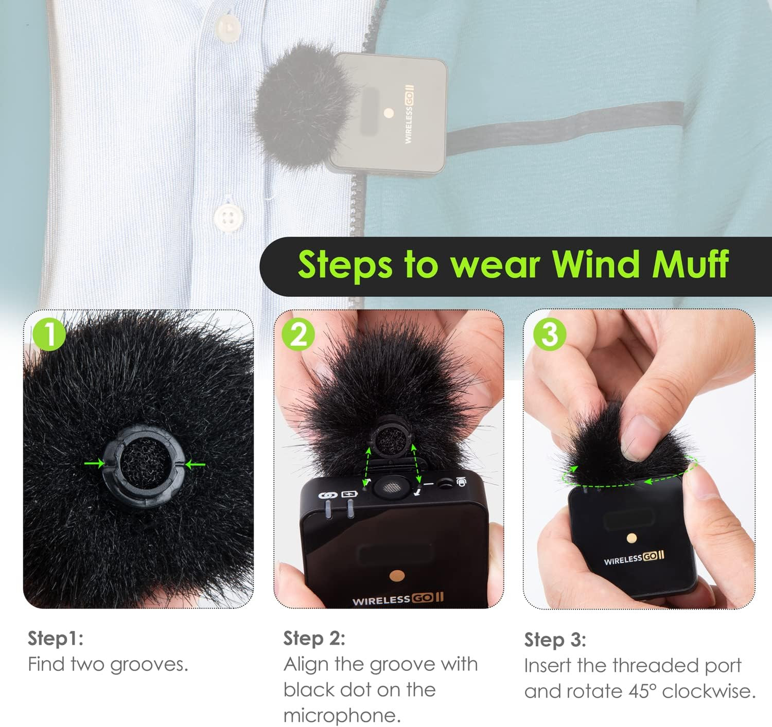 2PCS Wind Muff for Rode Wireless Go 2 Dual Channel Wireless System, Pop Filter D