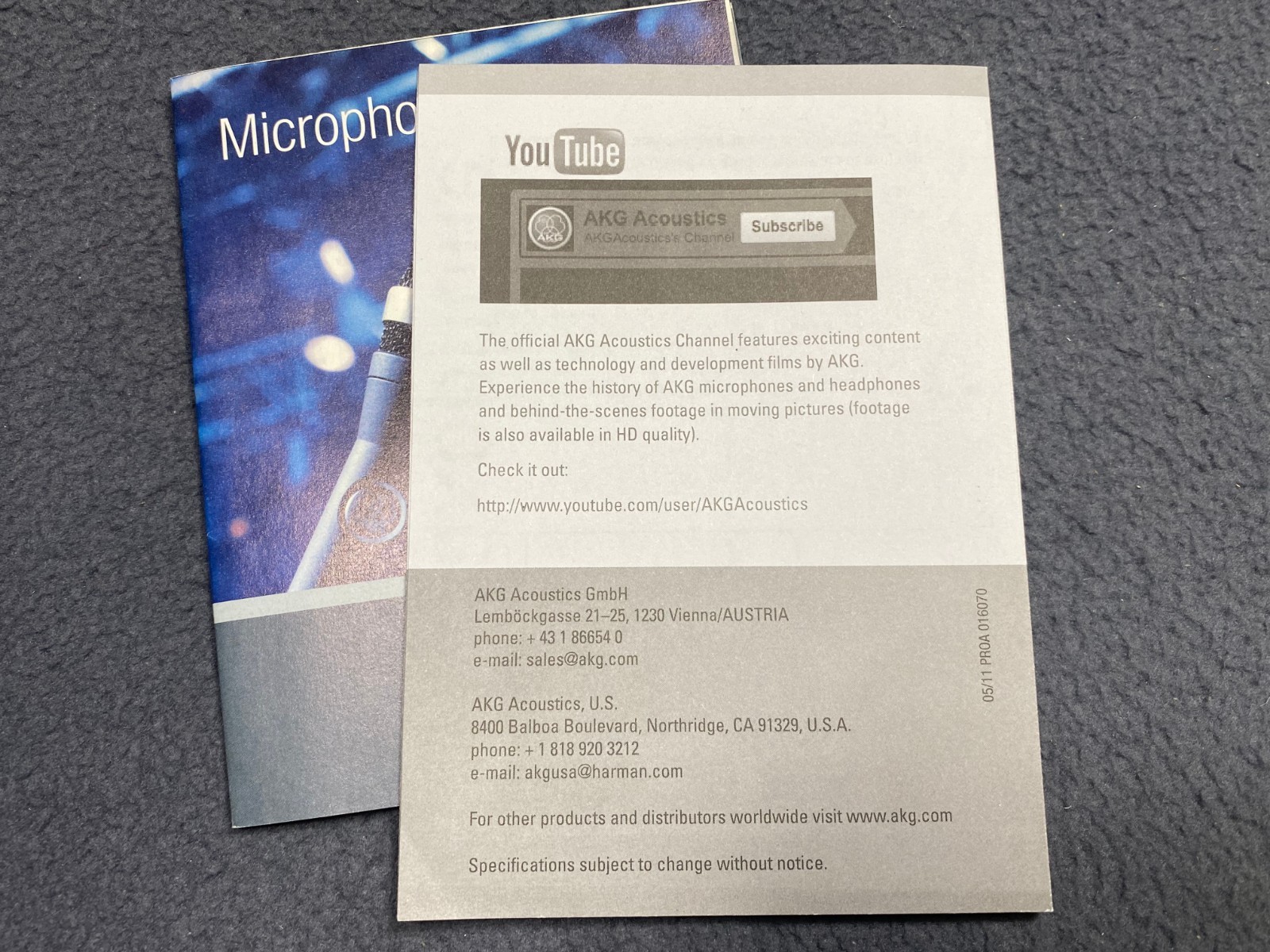 AKG C1000S C3000B Microphone Application Sheet/Guide Sheet Condenser