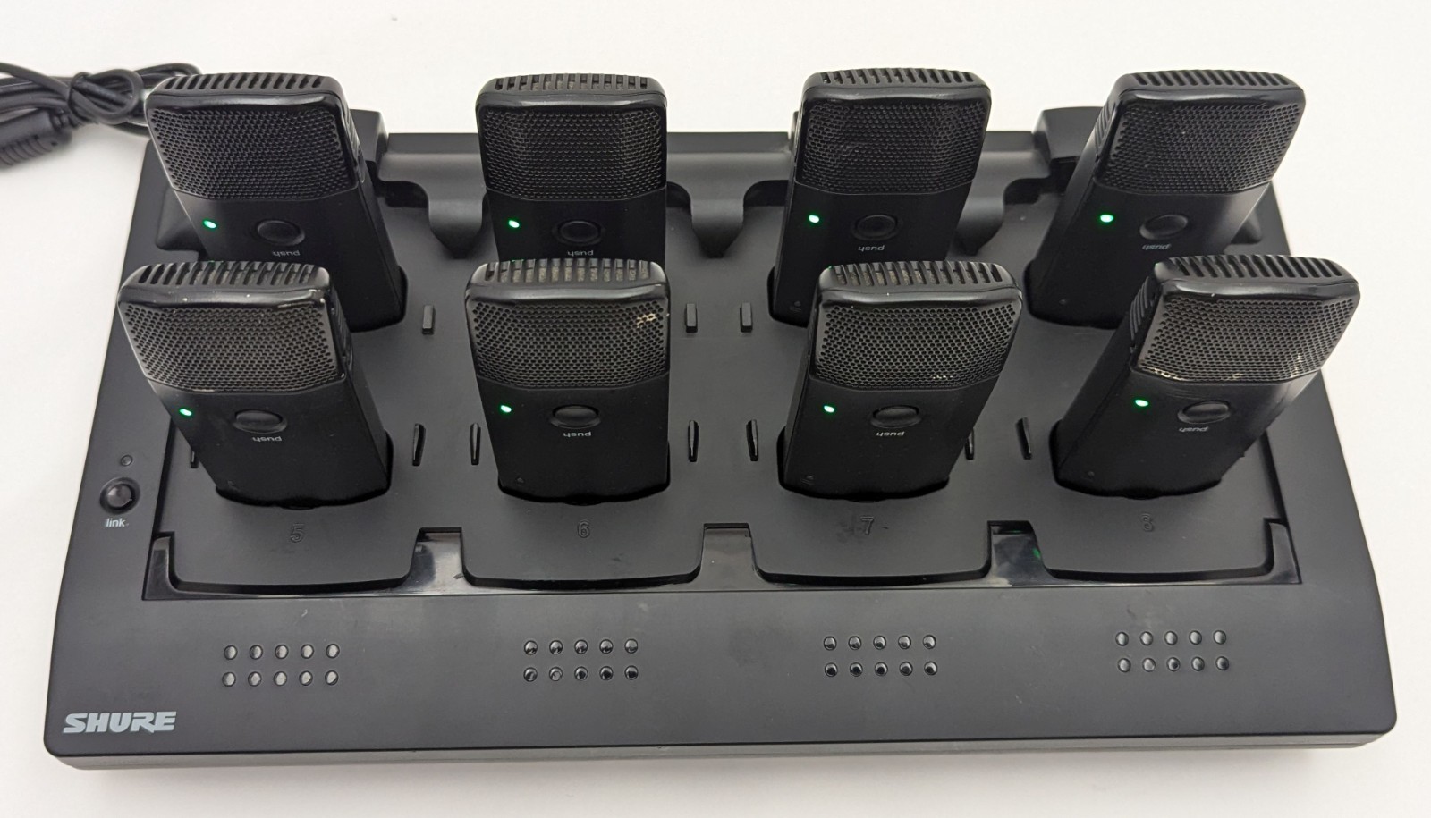 Shure MXWNCS8 8-Port Network Station Dock + 8x MXW6/C Z10 Wireless Transmitters