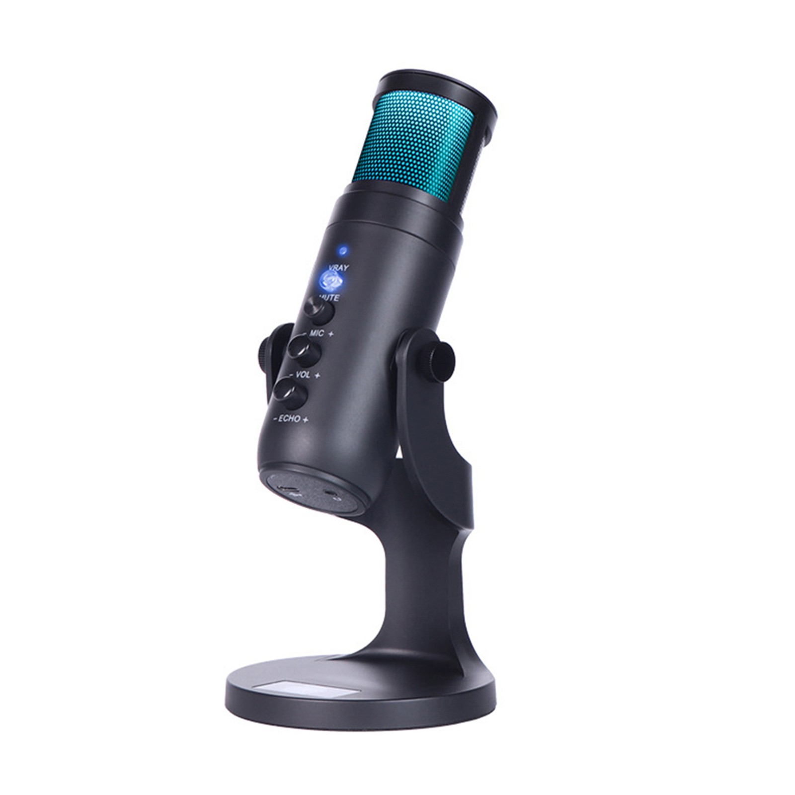 USB Condenser Microphone Tabletop Desktop RGB Microphone With Stand TRBD