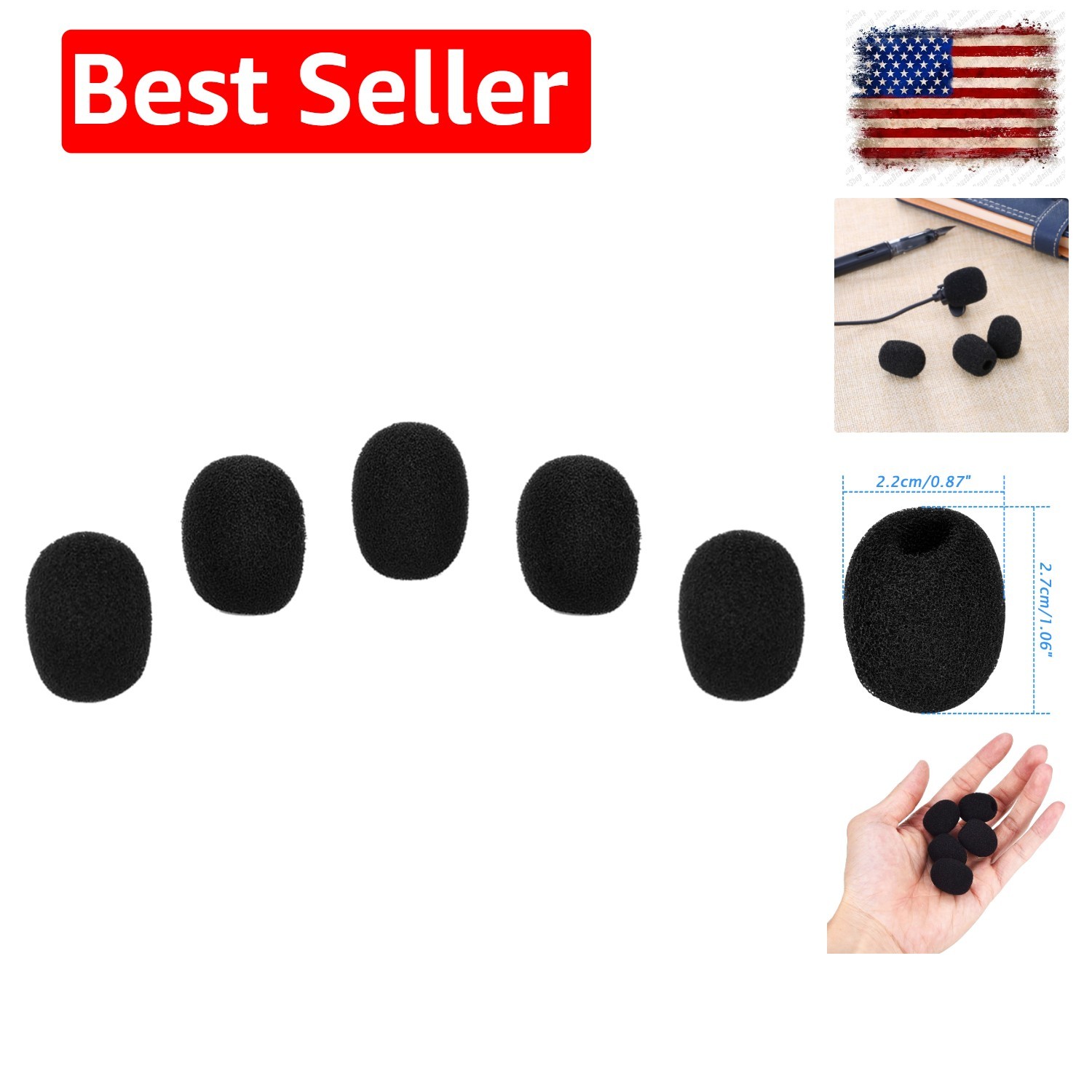 5 Pack Mini Lapel Headset Microphone Windscreen Foam Cover, Black | Mic Muffl…