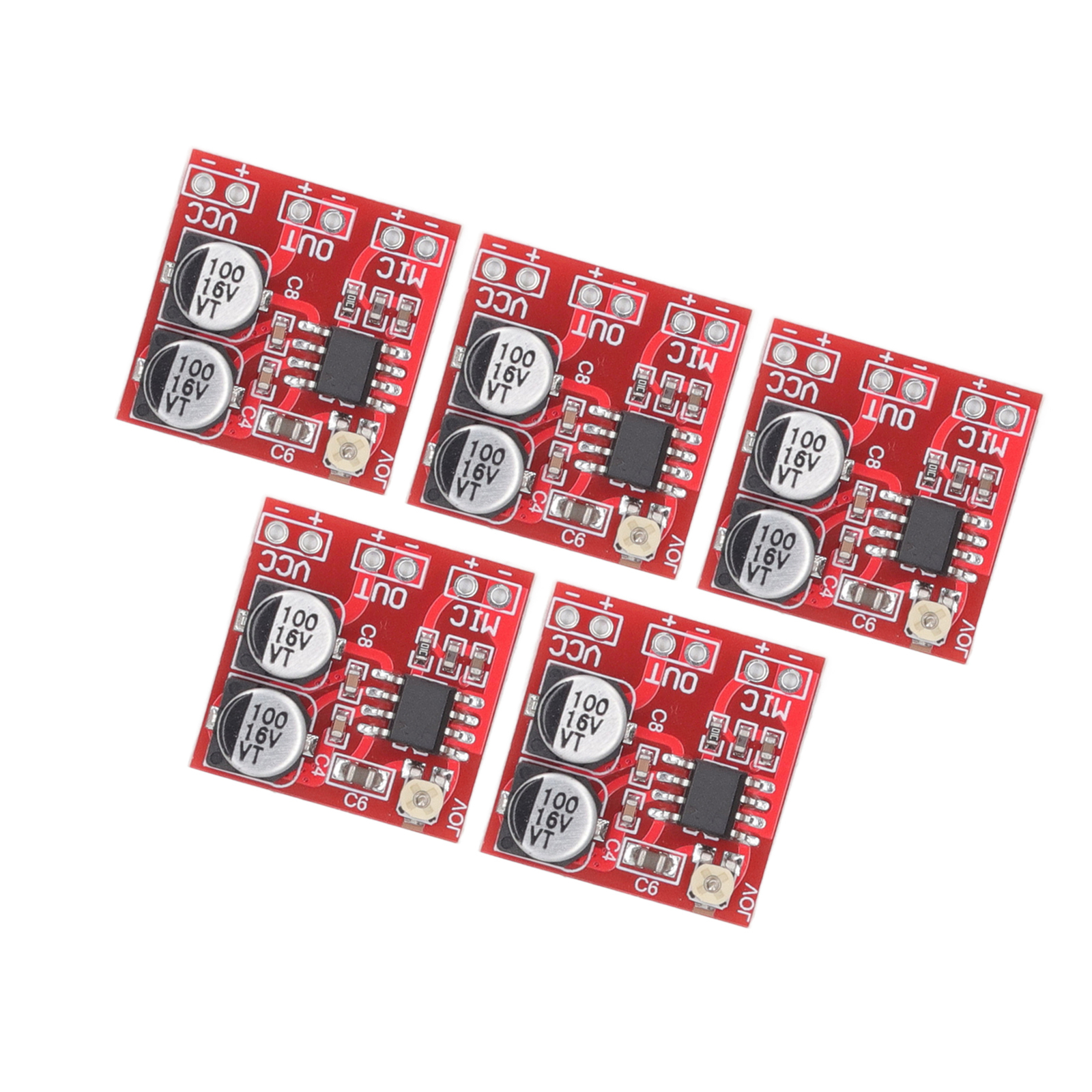 5Pcs Electret Microphone Amplifier Module Adjustable Gain with Power Supply New
