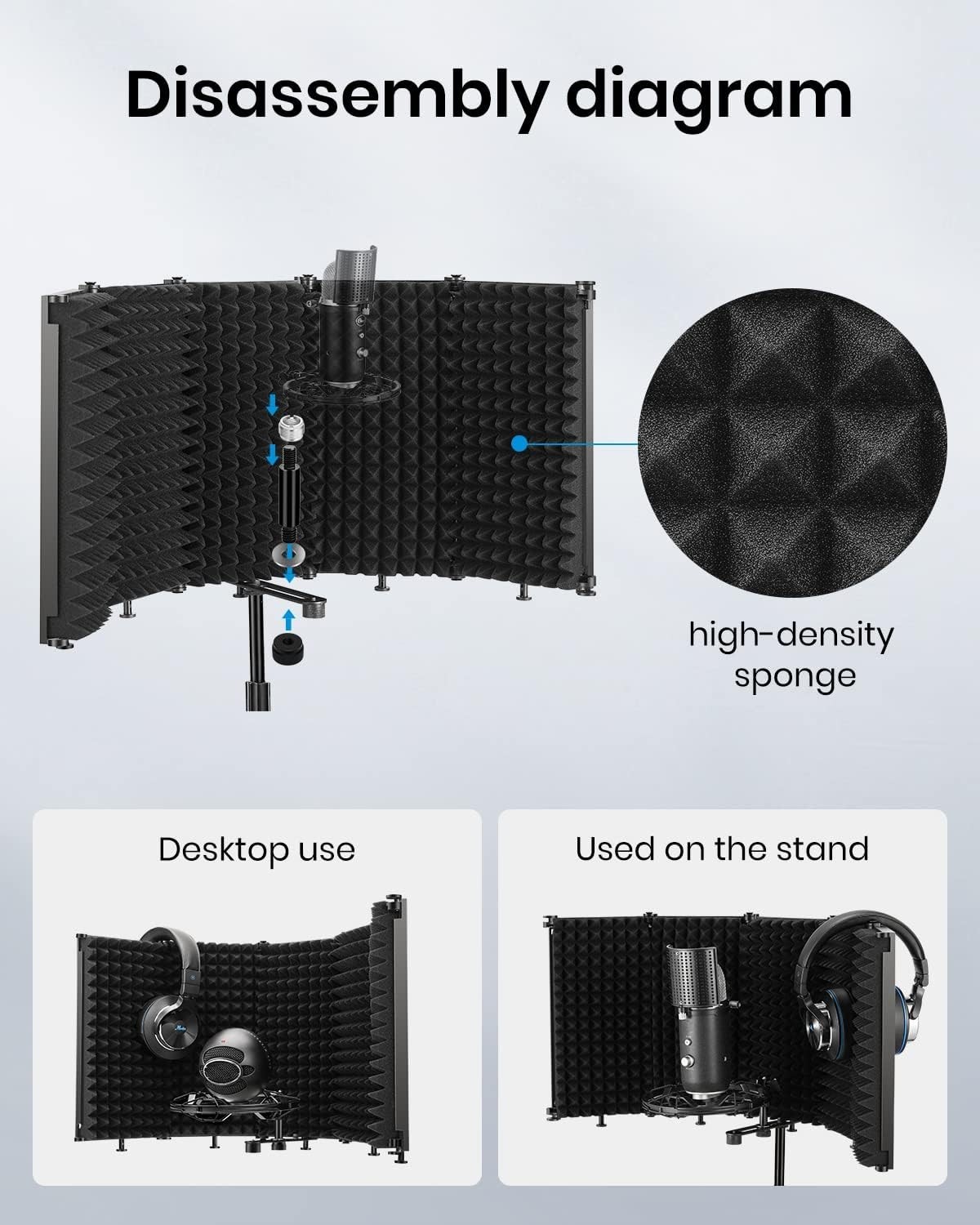 Vocal Isolation Shield for Clean Podcasts & Broadcasts