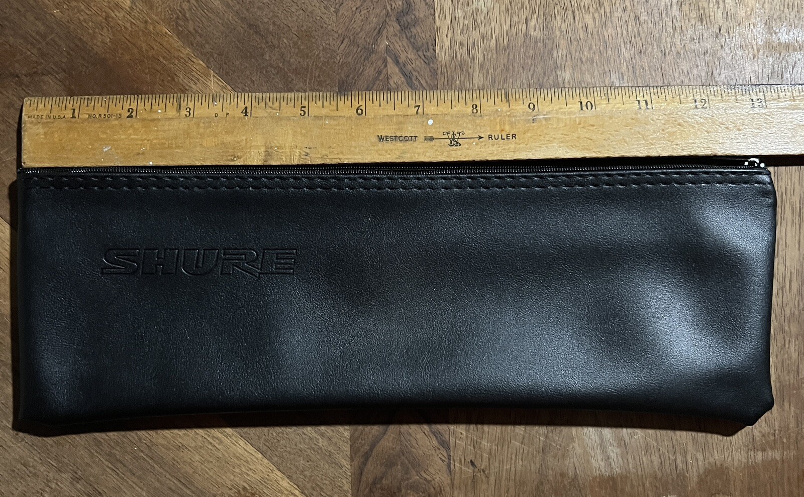 SHURE BLACK VINYL ZIPPERED MIC POUCH- CLASSIC! 13”x4”