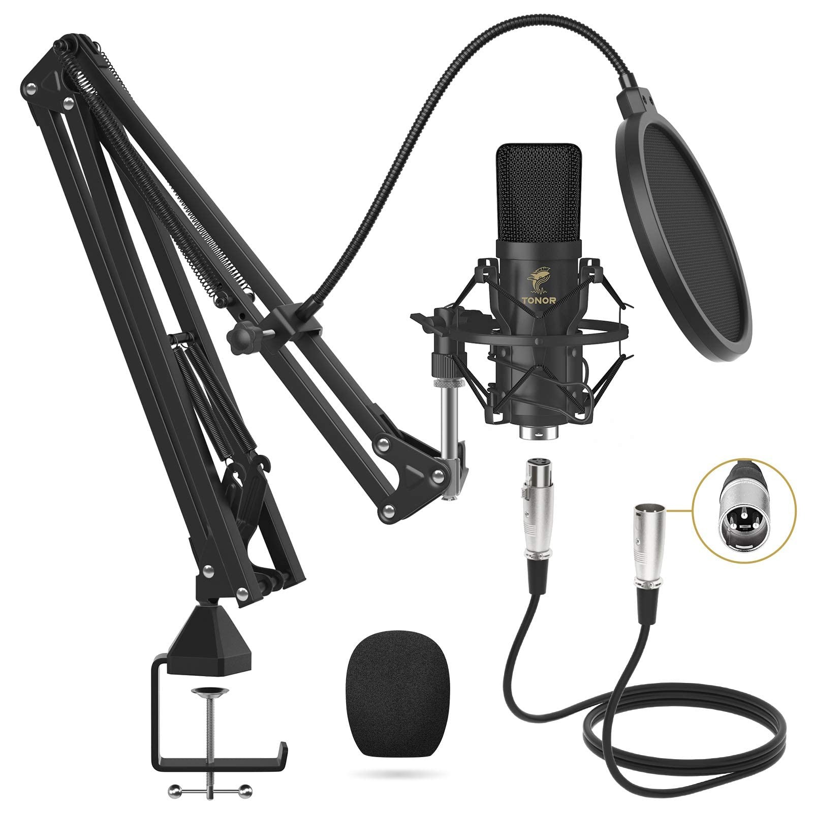 Condenser Mic Kit XLR with Boom Arm TONOR