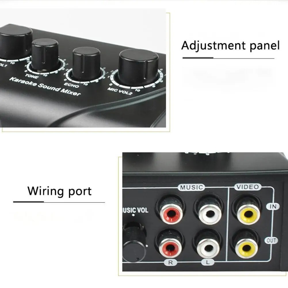 Microphone Preamp Mic Gain Booster Karaoke Audio Stereo Echo Mixer Portable