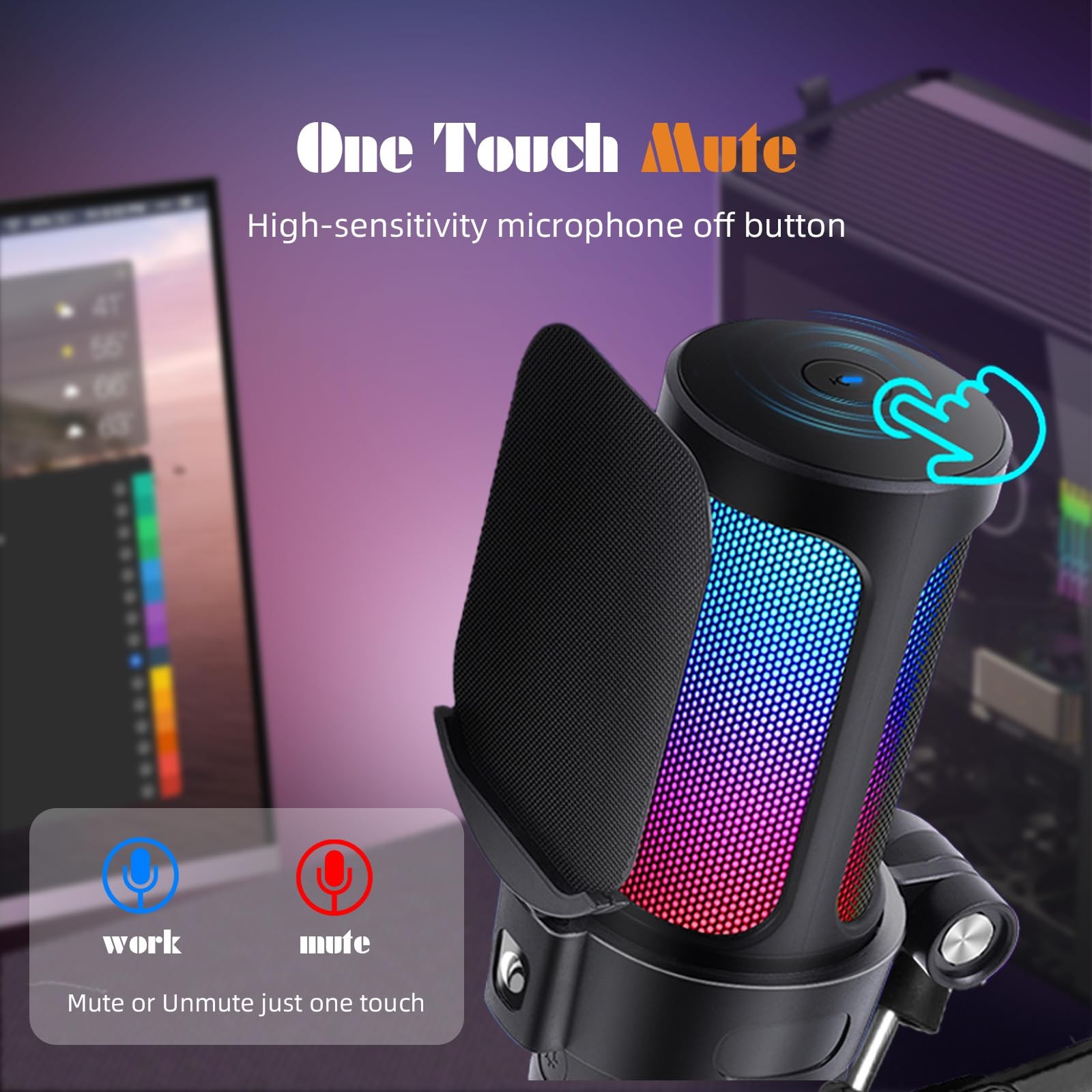 Gaming USB Microphone,Condenser Dynamic Boom Arm Mic for Podcasting,Streaming…
