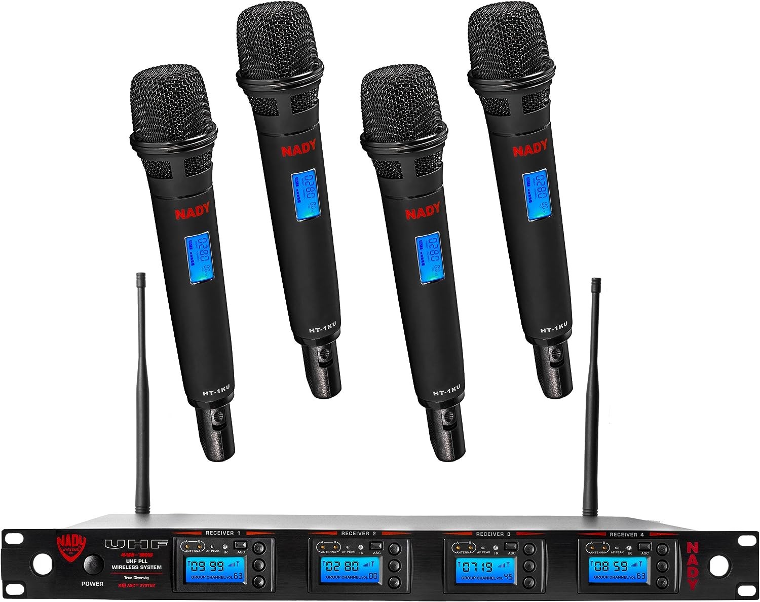 Professional 4 UHF Wireless Karaoke Microphones System w/ Autoscan
