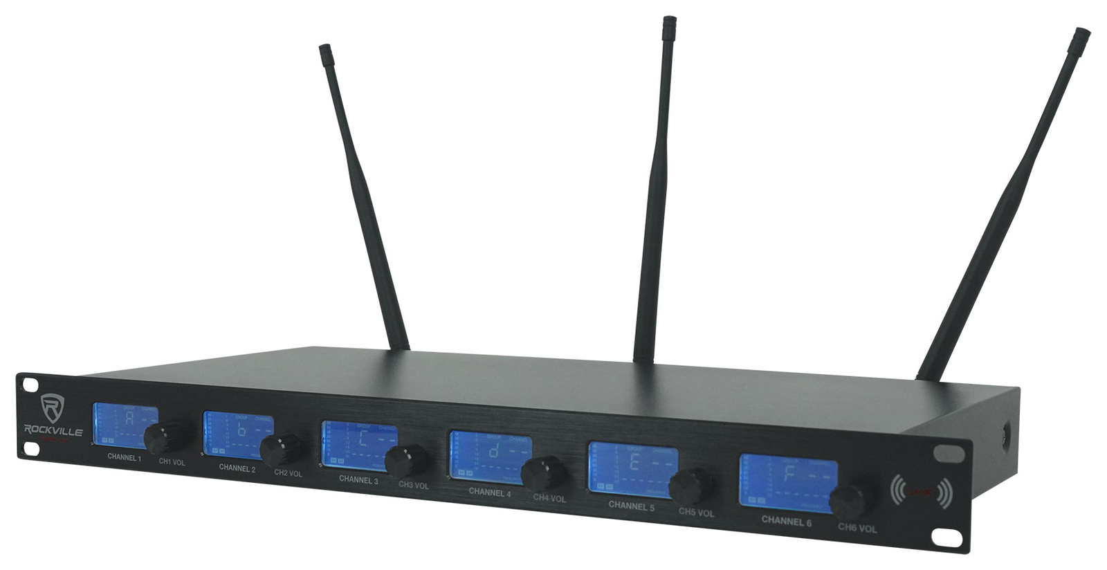 Rockville RWM-66 6-Mic Adjustable Frequency Wireless UHF Microphone System/Metal