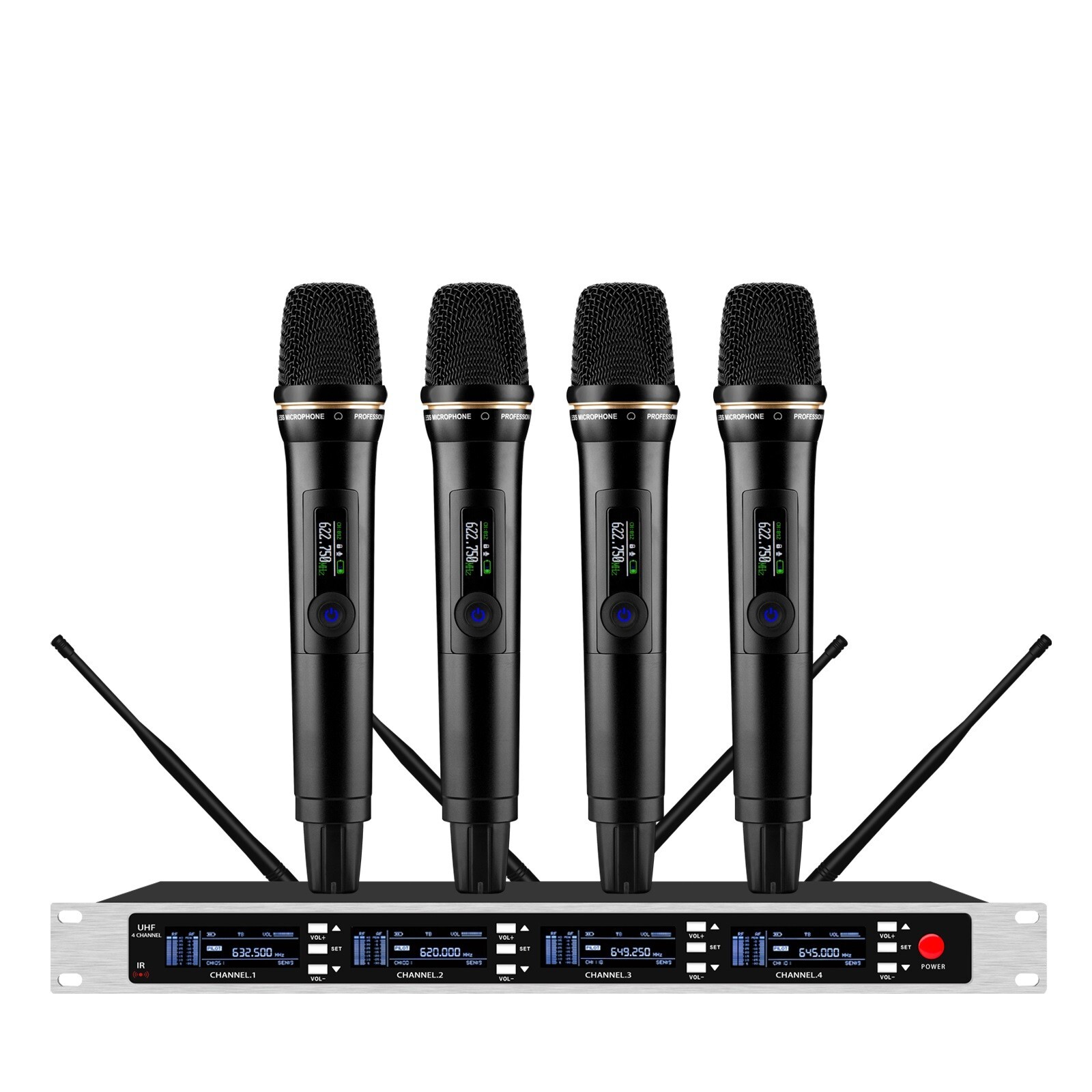 UHF Stage Quad Cordless Mic System for Sennheiser Vocal Microphones Wireless