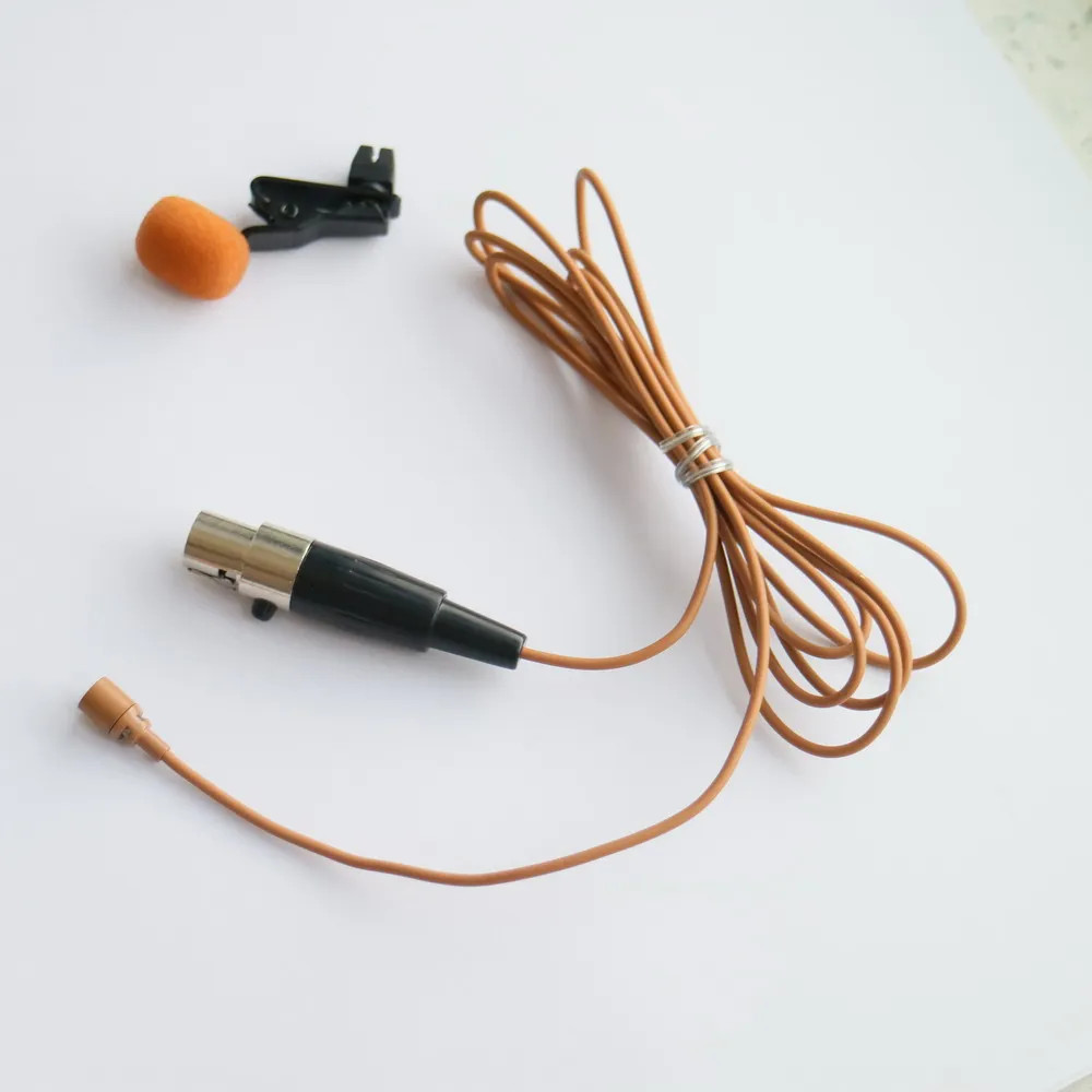 Tan Deep Tie Clip Lavalier Lapel Microphone for Shure Wireless Body Pack TA4F