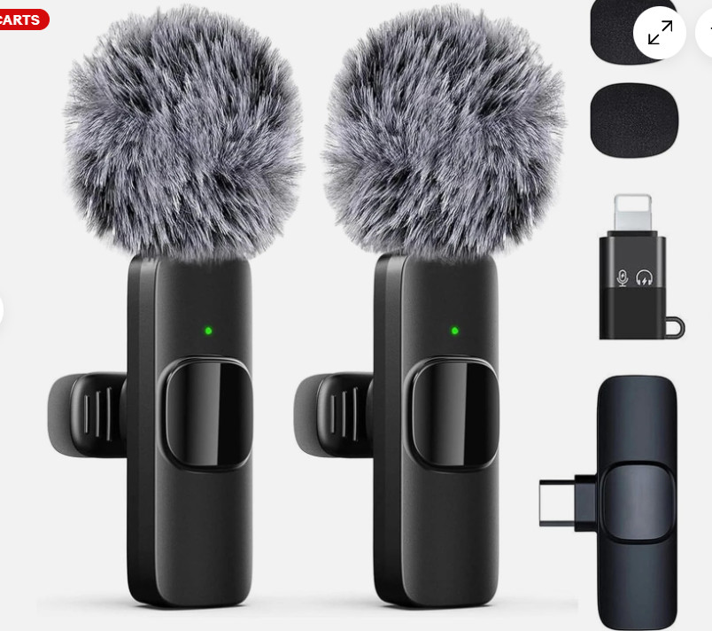 Wireless Microphone Mini Mic for iPhone/Android Phone, LED Display Lavalier Micr