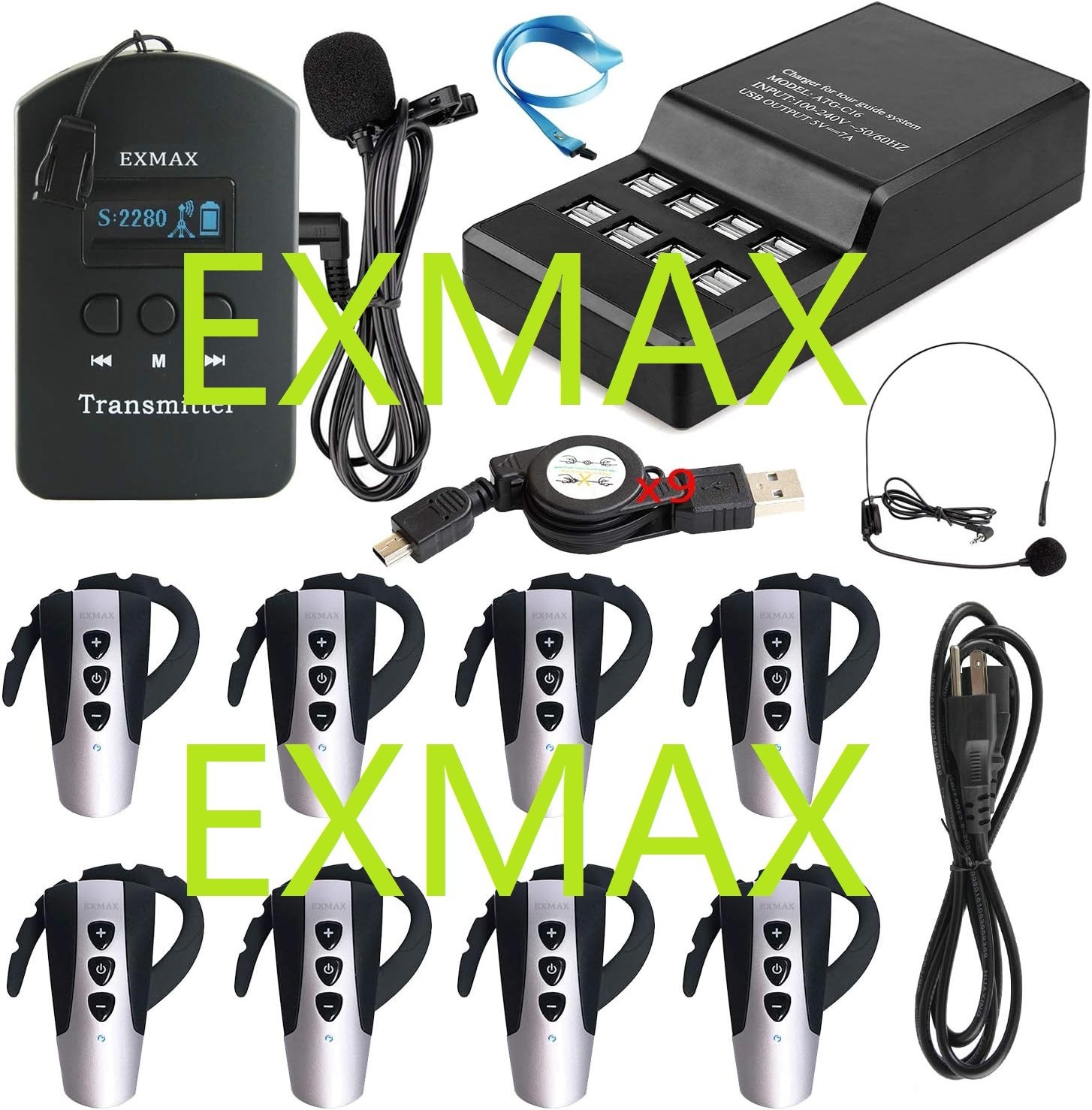 EXMAX® EXD-6824 Tour Guide Wireless Voice Transmission System for Presentation