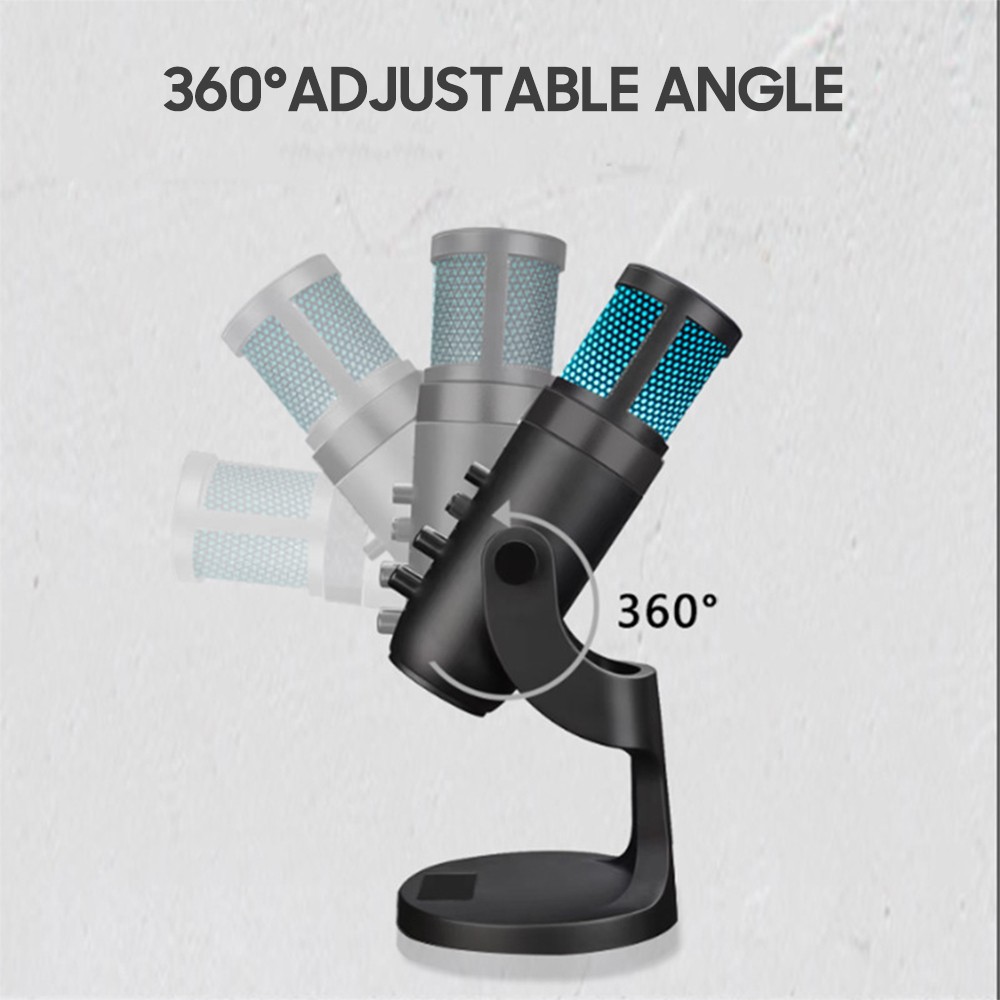 USB Condenser Microphone Tabletop Desktop RGB Microphone With Stand TRBD