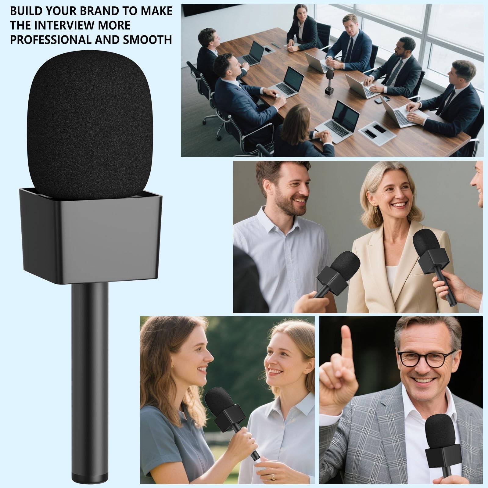 Universal Handheld Adapter for Interview Mic – 2 Wireless Mic Holders, Magnetic