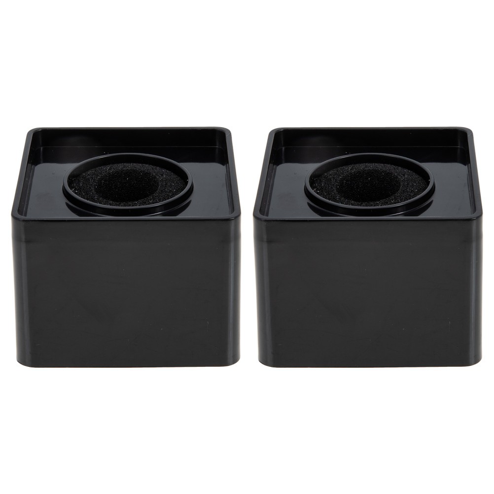 2Pcs Compact Black ABS Microphone Station Logos with Sponge Padding