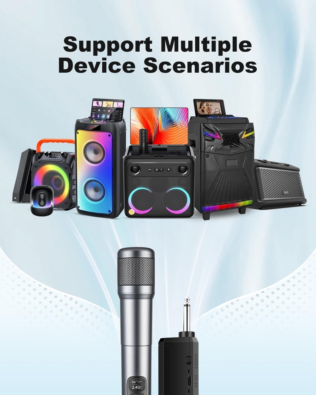 Wireless Microphone, Dual Handheld Dynamic Mic with Rechargeable Receiver, 40…