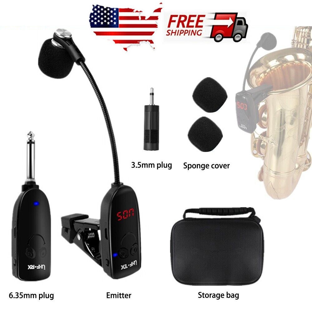 Professional Wireless Instrument Microphone for Saxophone Trumpet Trombone US