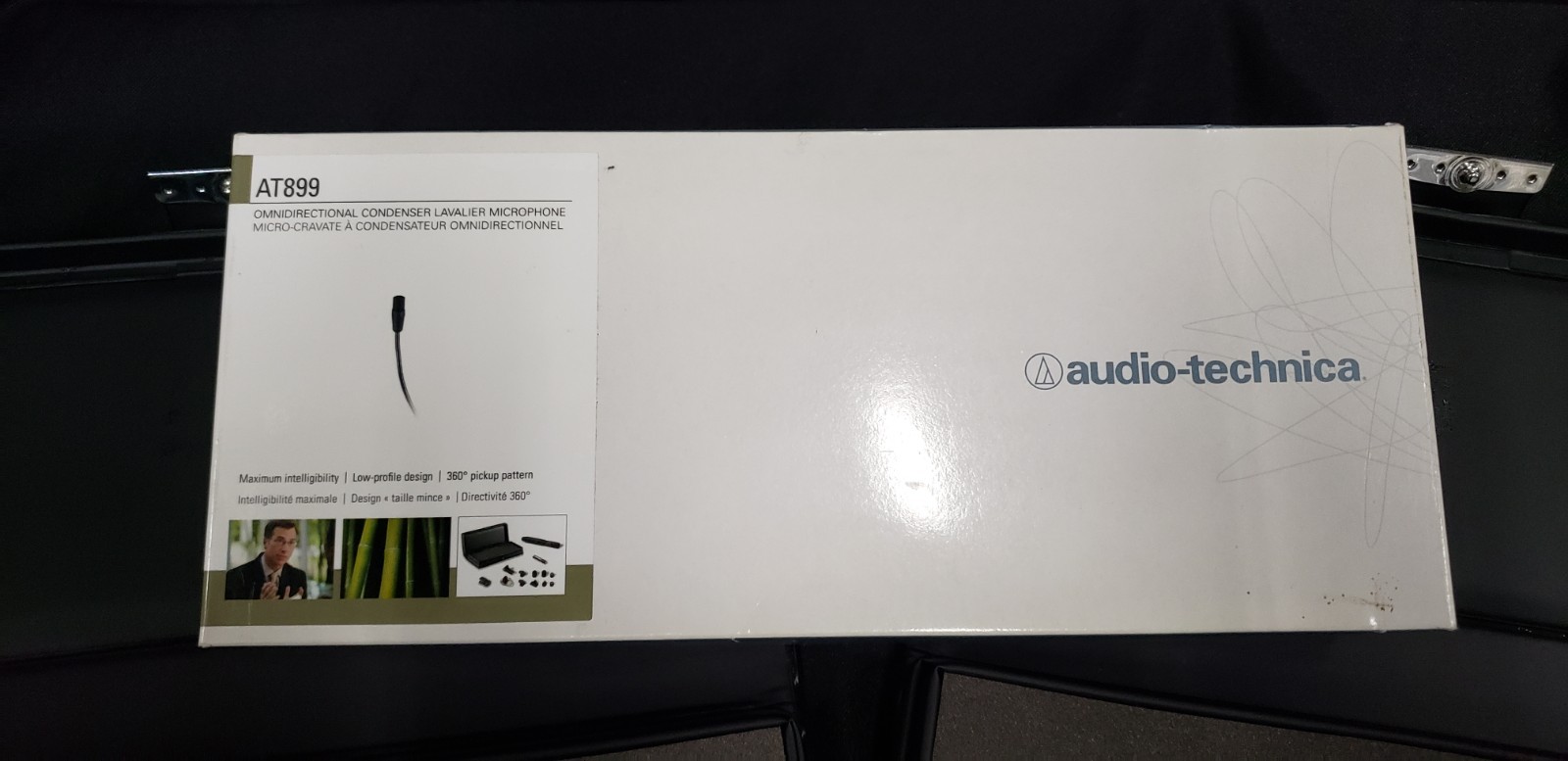 Pair of Audio-Technica AT899 Condenser Lavalier Microphones w XLR Adapter & Case