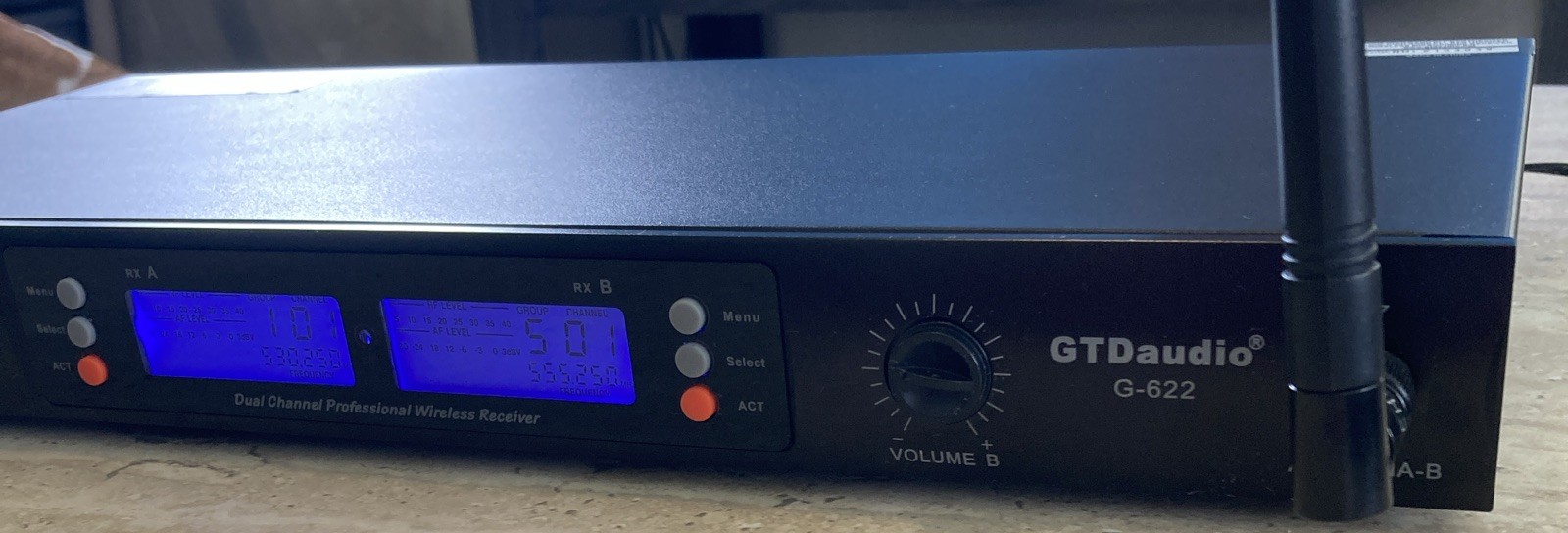 GTD Audio G-622 Dual Channel Wireless Microphone Receiver With Power Cord