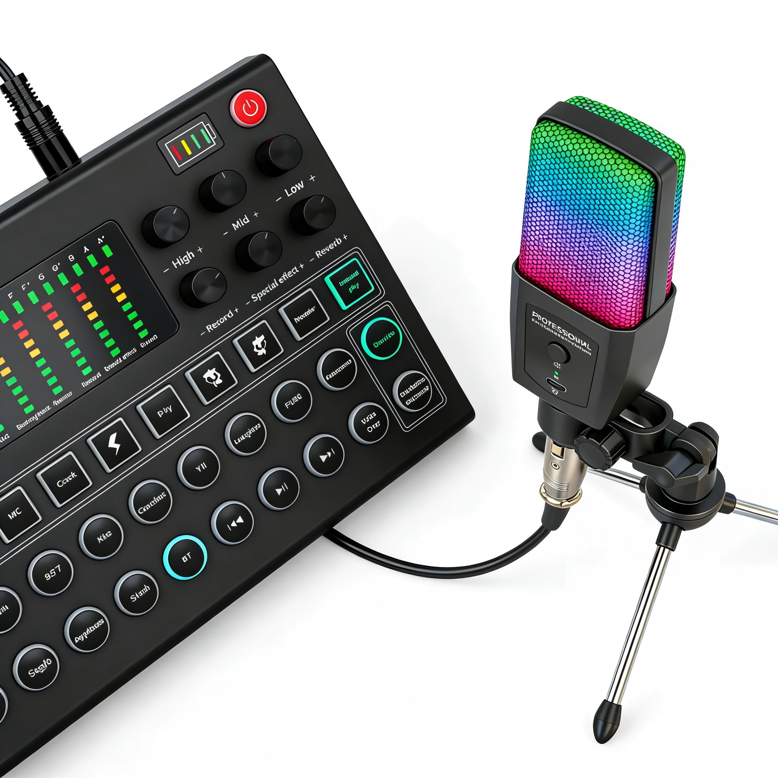 Complete Home Studio Recording Kit for Music Podcast Mixer Condenser Microphone