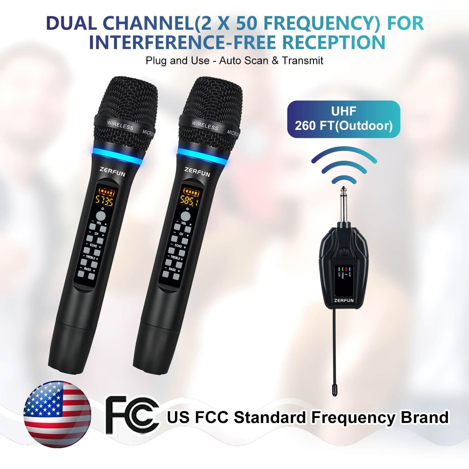 Dual Wireless Microphones Rechargeable, UHF Metal Wireless Mic System Cordles…