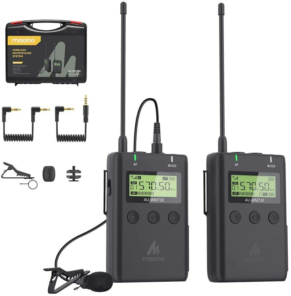 Wireless Microphone System, MAONO Lavalier Lapel Mic with -10dB Attenuation…