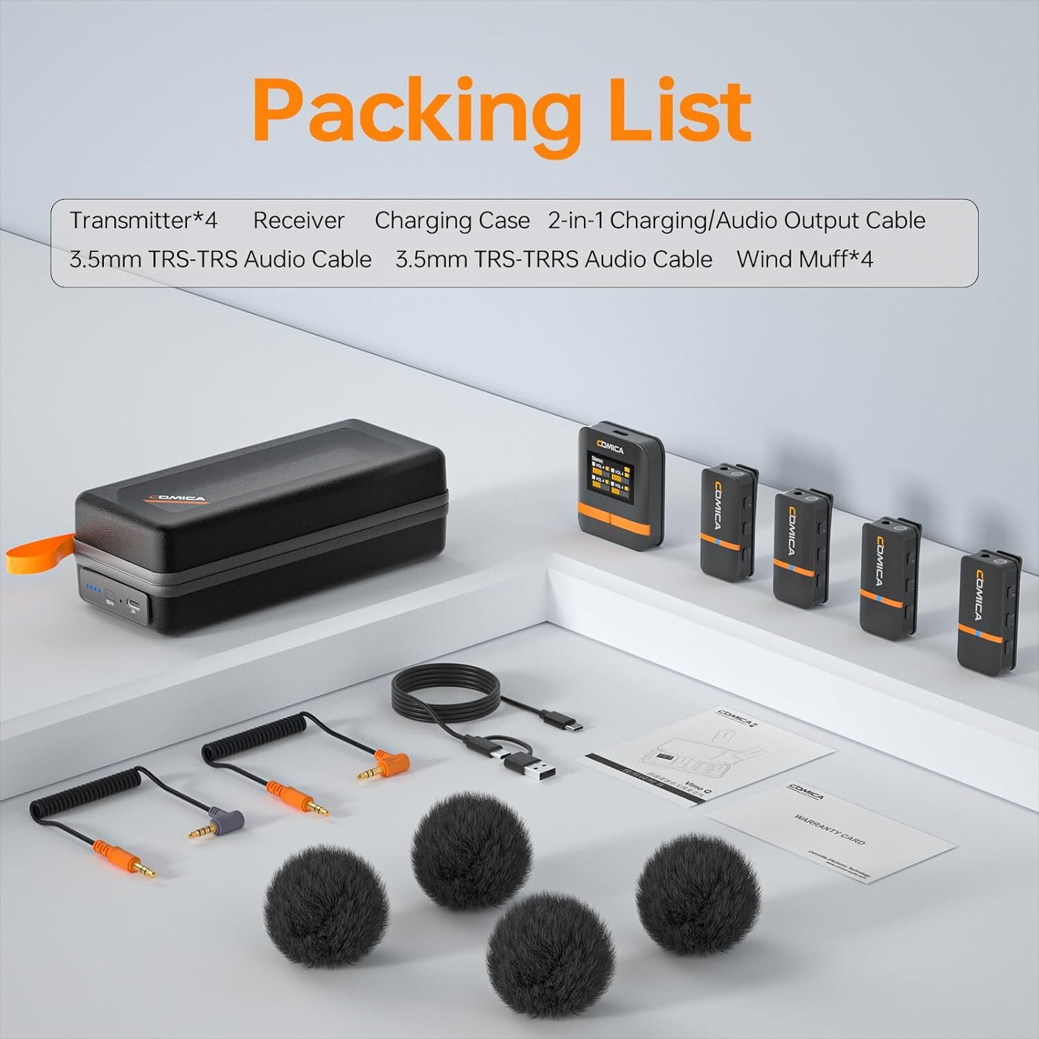Comica Vimo Q 200m Wireless Lavalier Microphone System 4 Transmitter 1 Receiver