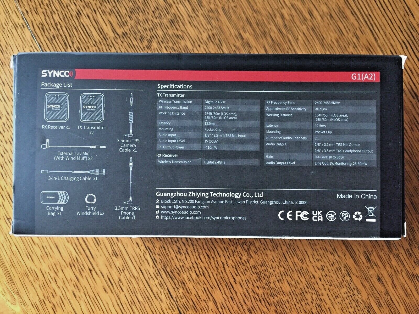 SYNCO G1 (A2) Wireless Lavalier Microphone System Black – 2 TX and 1 RX – New