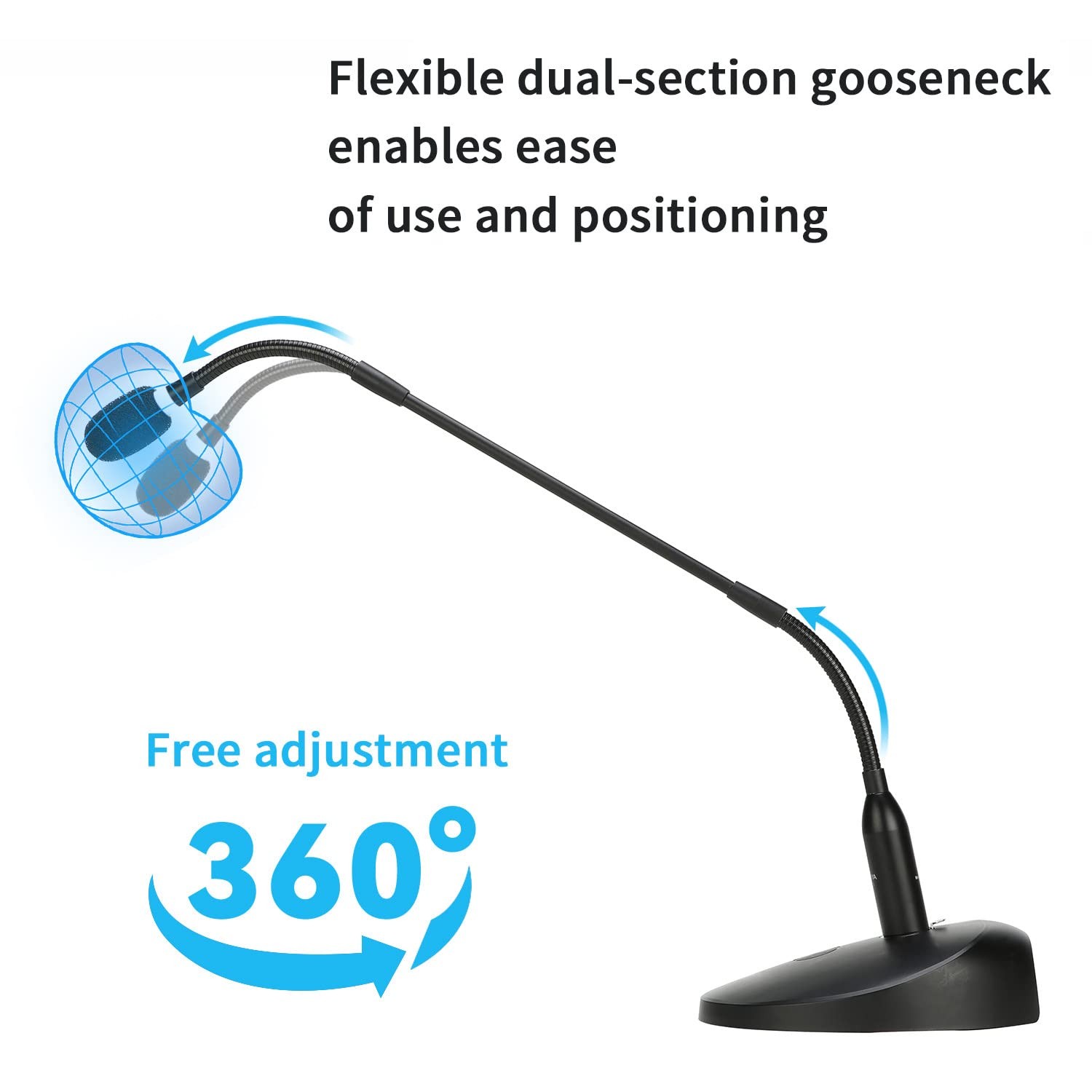 BOYA Desktop Gooseneck Condenser Microphone 18″ Podium Microphones with Base …