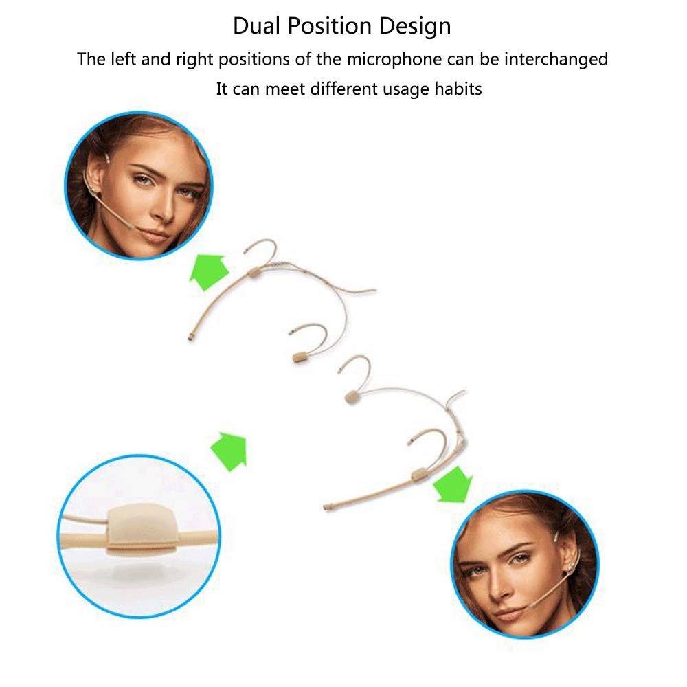 Wireless 4G Beige Headset Microphone 2.4G Skin Tone Headset Wireless Microphone