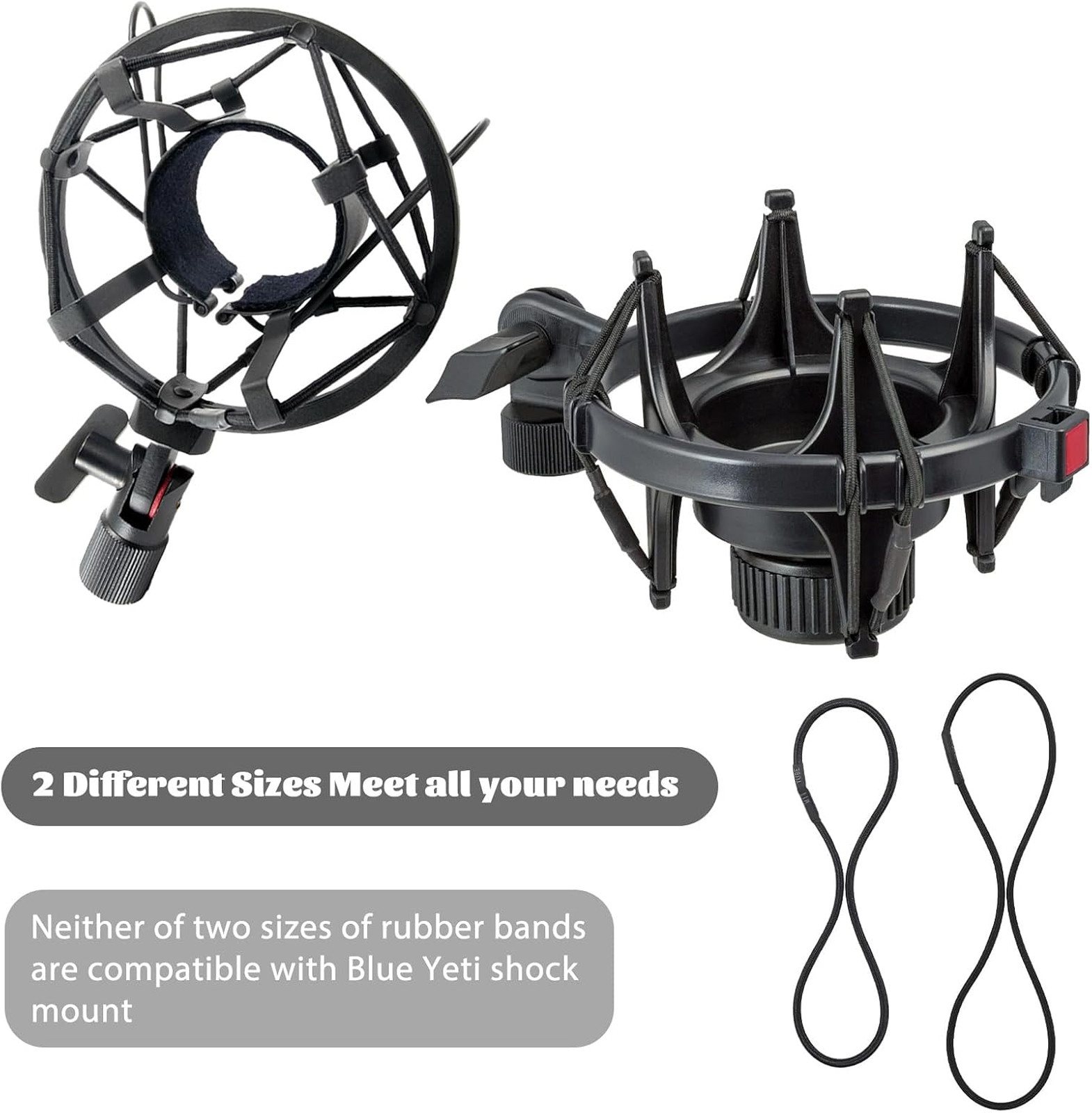 Microphone Shock Mount Rubber Bands Set 8 Pcs Elastic Replacement Clips for