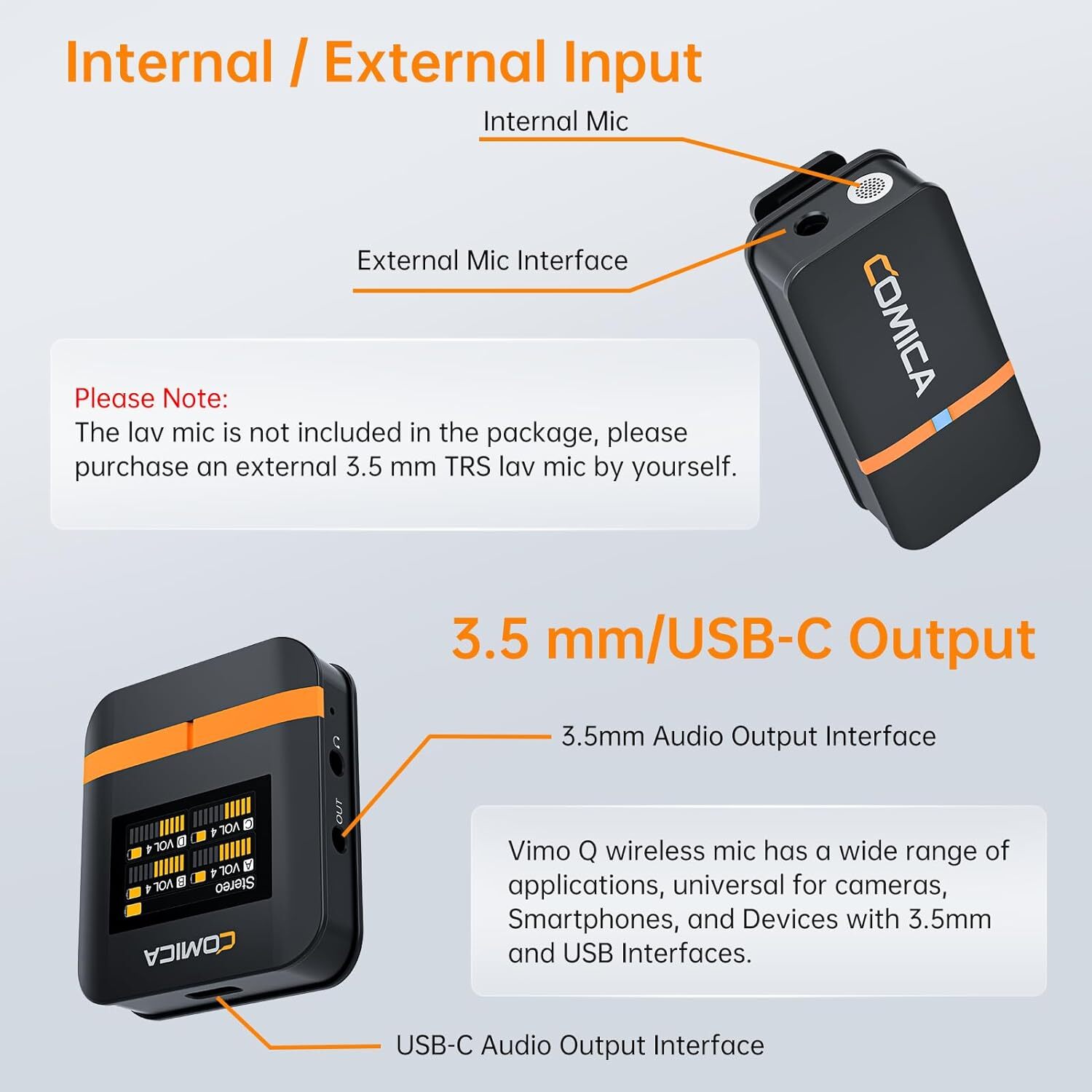 Comica Vimo Q 200m Wireless Lavalier Microphone System 4 Transmitter 1 Receiver