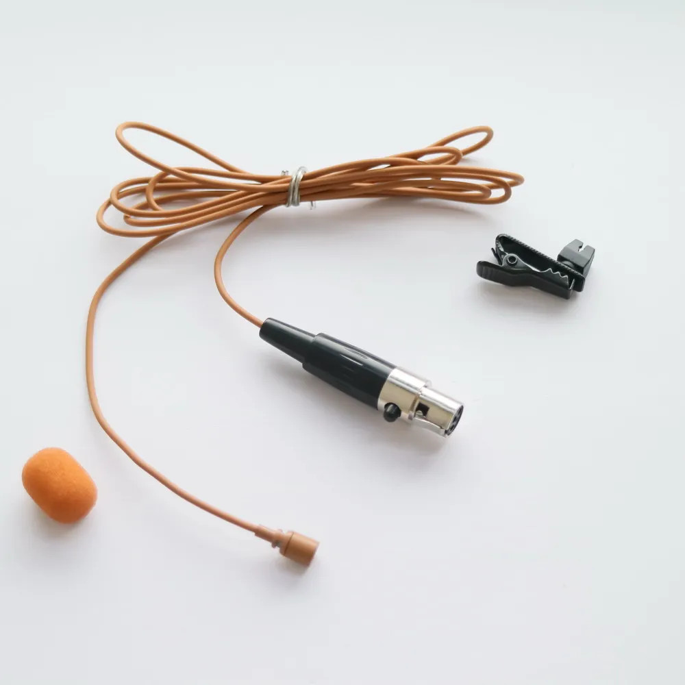 Tan Deep Tie Clip Lavalier Lapel Microphone for Shure Wireless Body Pack TA4F