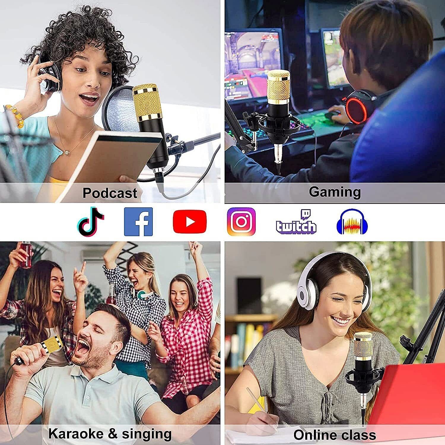 Home Studio Recording Kit Voice Changer Condenser Mic for PC Game Music Podcast