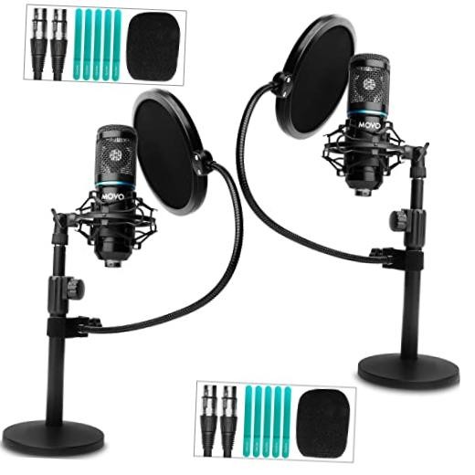 PodPak2T 2-Pack Universal XLR Condenser Microphone Podcasting Equipment 2 Pack
