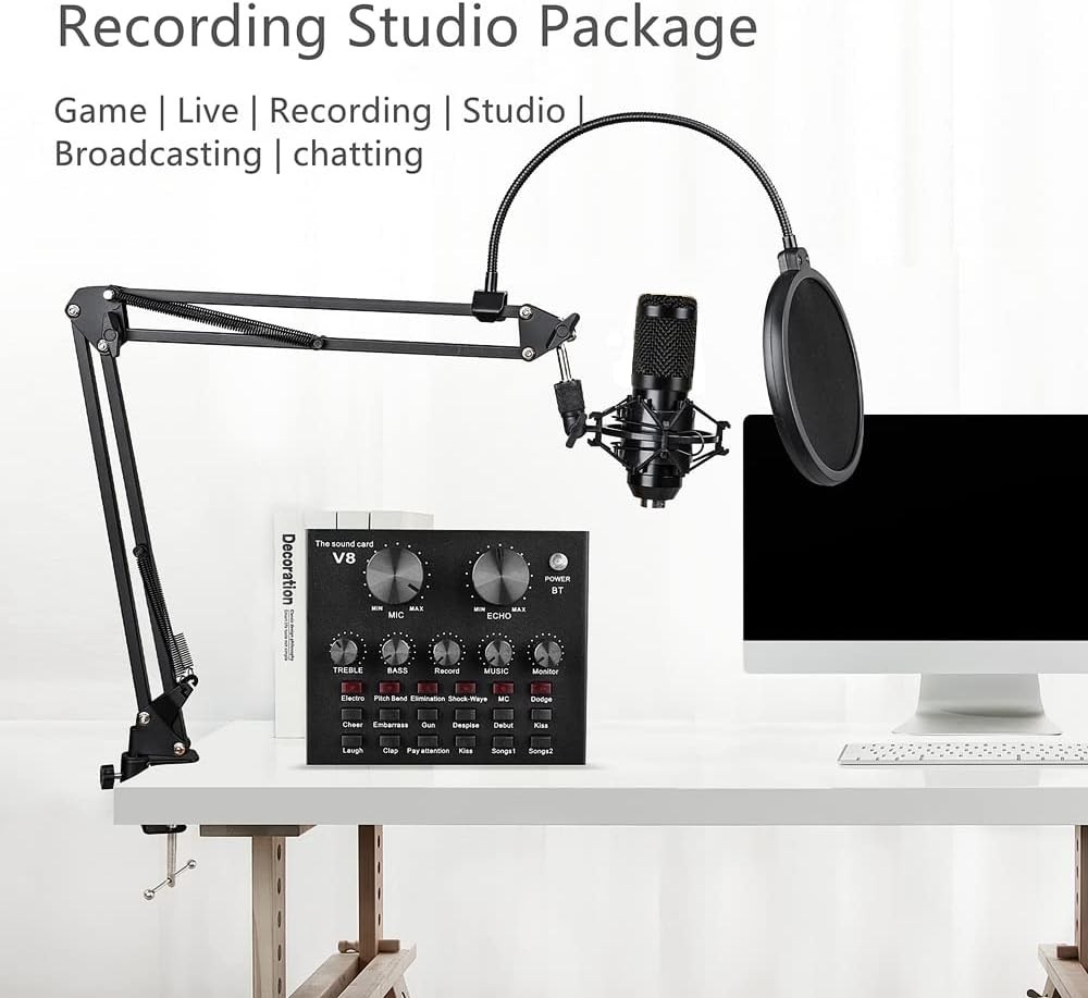 Deluxe Podcast Equipment Bundle with BM-800 Microphone & Voice Changer – USB …