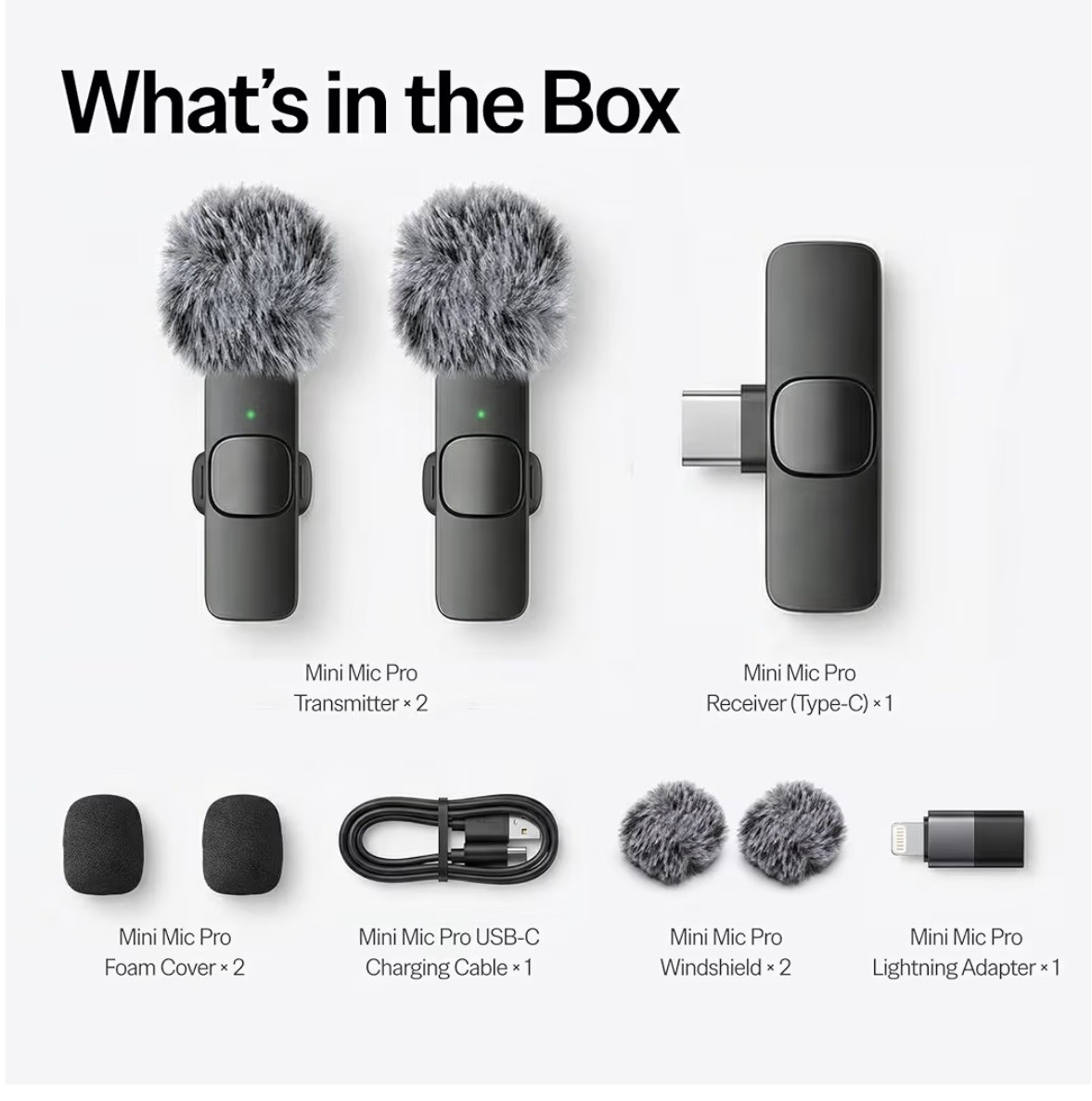 Mini Mic Pro (Latest Model) – Wireless Mini Microphone for iPhone, iPad, Android