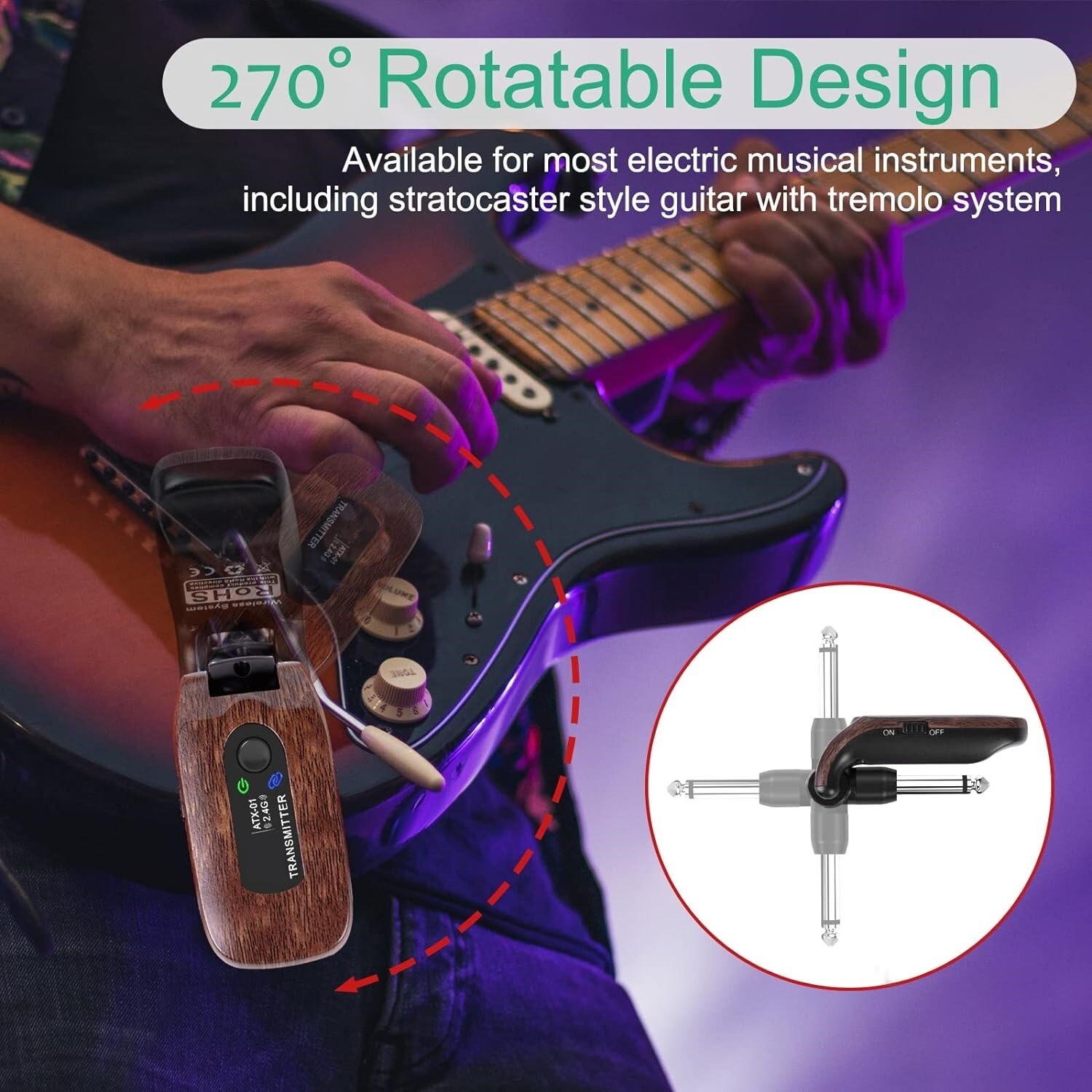 Sistema De Guitarra Inalámbrico Receptor Transmisor De Guitarra Recargableb New